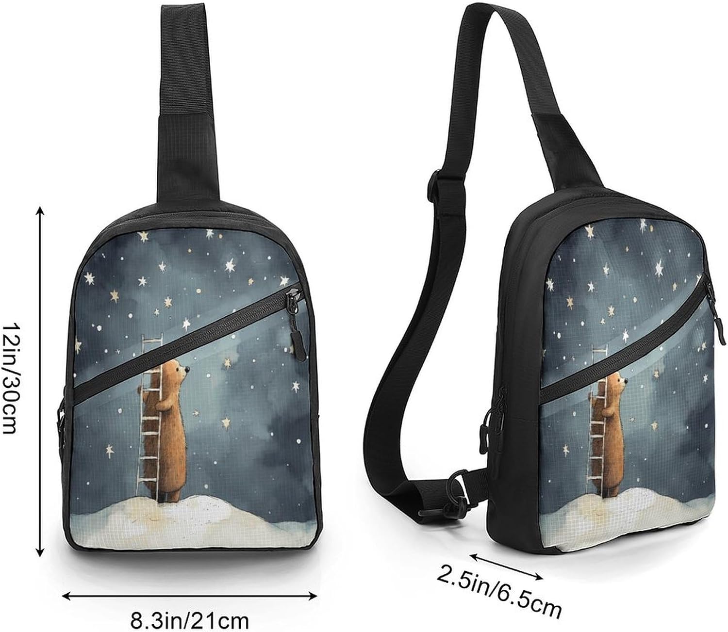 Bear Building A Ladder Crossbody Backpack Sling Bag