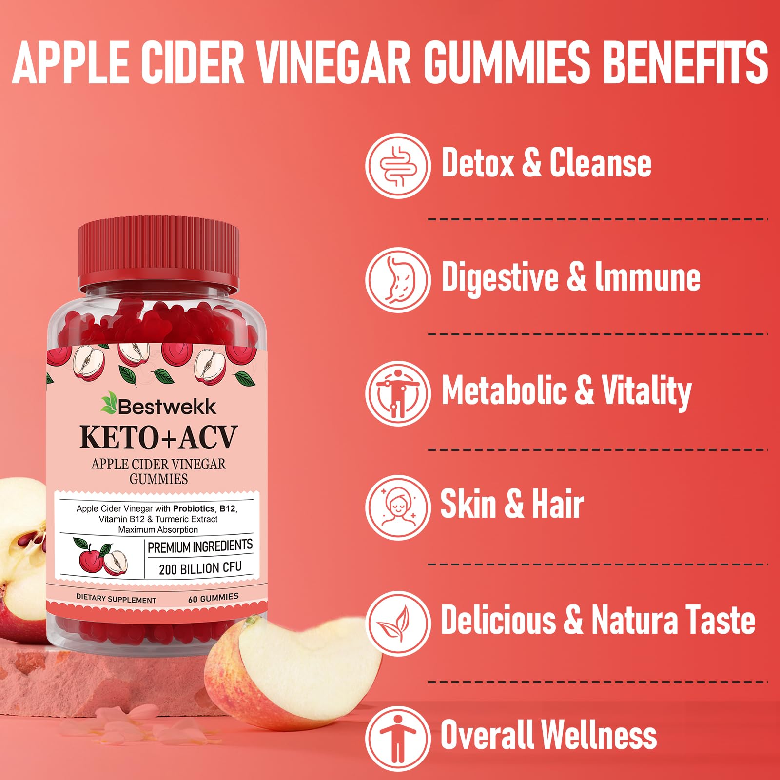 Apple Cider Vinegar Gummies, 120 ACV Gummies - Detox, Digestion, Gut Health — Amazon image 3
