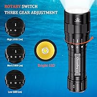 Vista 2 de Luz submarina D10 de 4500 lúmenes, 3 modos de luz de buceo, linterna de buceo, linterna de buceo, linterna impermeable recargable, luces de buceo