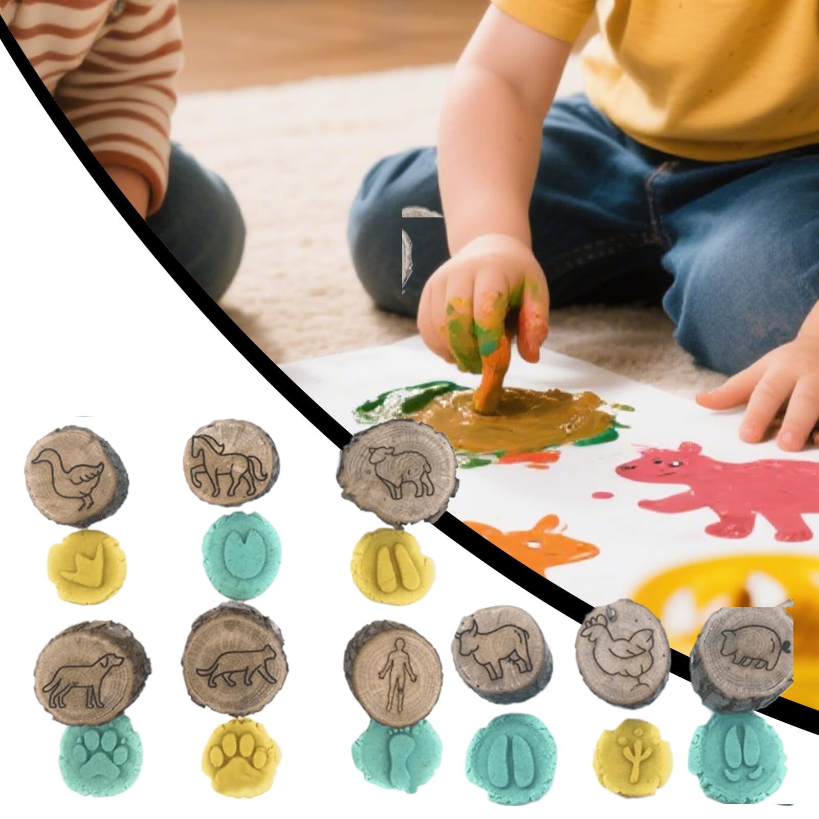 Juego De Sellos De Huellas De Animales De Madera – Set De 9 Sellos Educativos Para Manualidades Y Aprendizaje Preescolar, Kits Creativos Para Niños