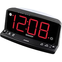 Sharp LED Digital Alarm Clock &ndash; Simple Operation - Easy to See Large Numbers, Built in Night Light, Loud Beep Alarm with Snooze, Bright Big Red Digit Display
