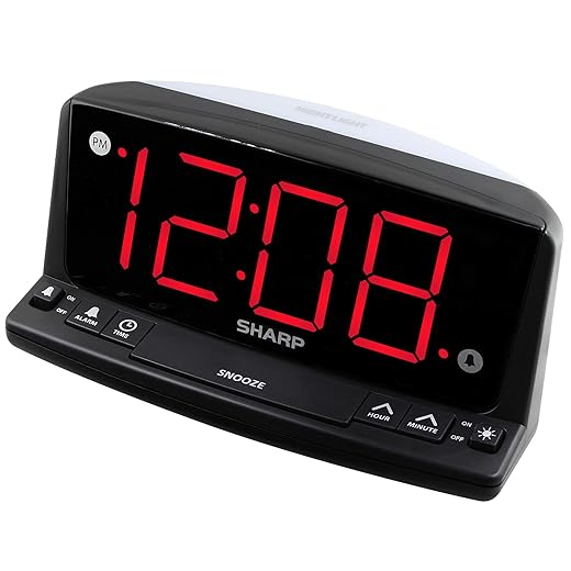 Sharp Jumbo Red LED Clock with Nightlight