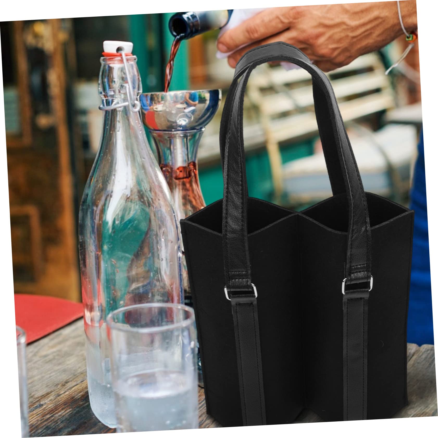 OKUMEYR Wine Carrying Bag Red Wine Tote Wine Bag Strong Handles Stylish Felt Wine Carrier