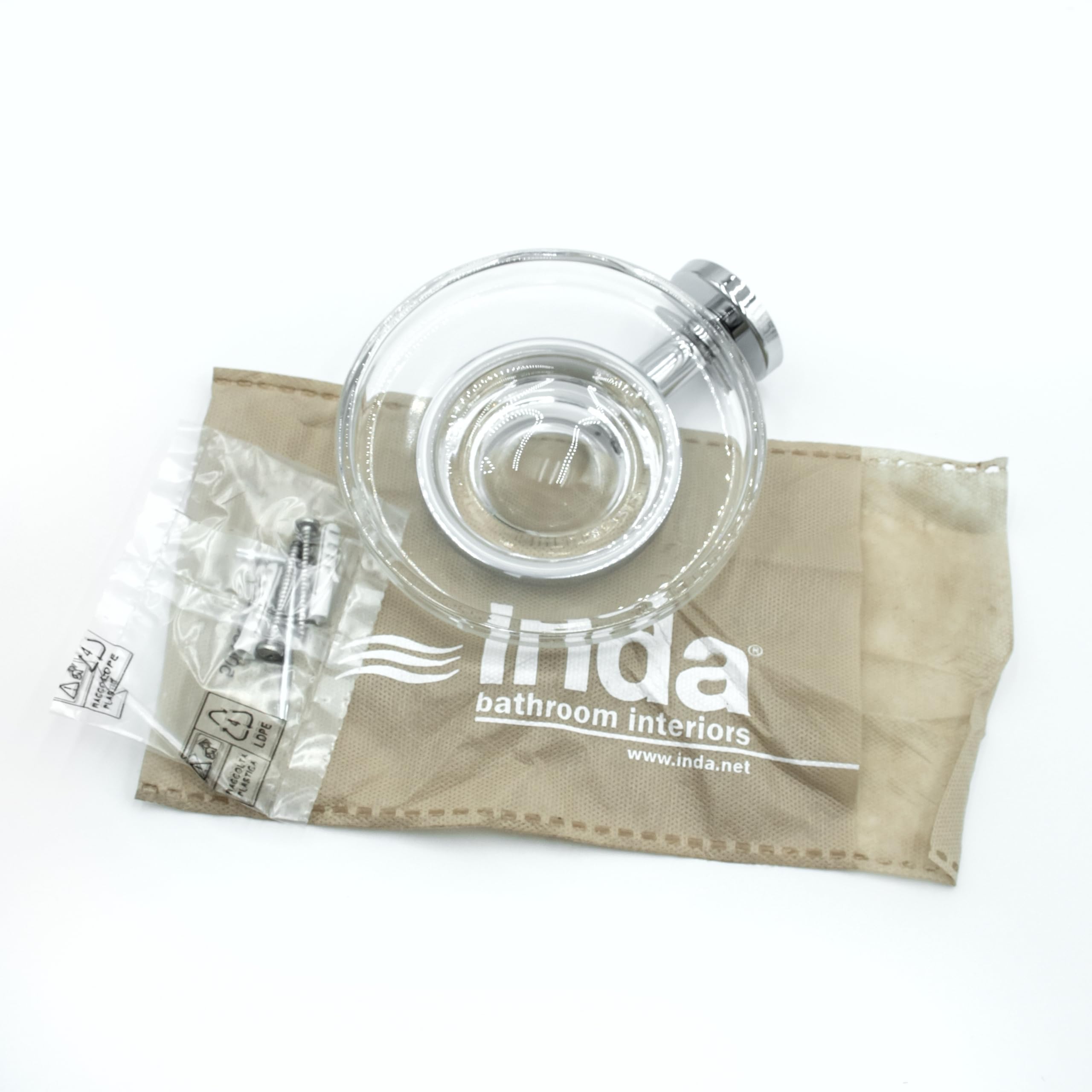 INDA A24110CR03 Jabonera One de Pared, Plateado, L.13 x P.14,4 x H.5 cm