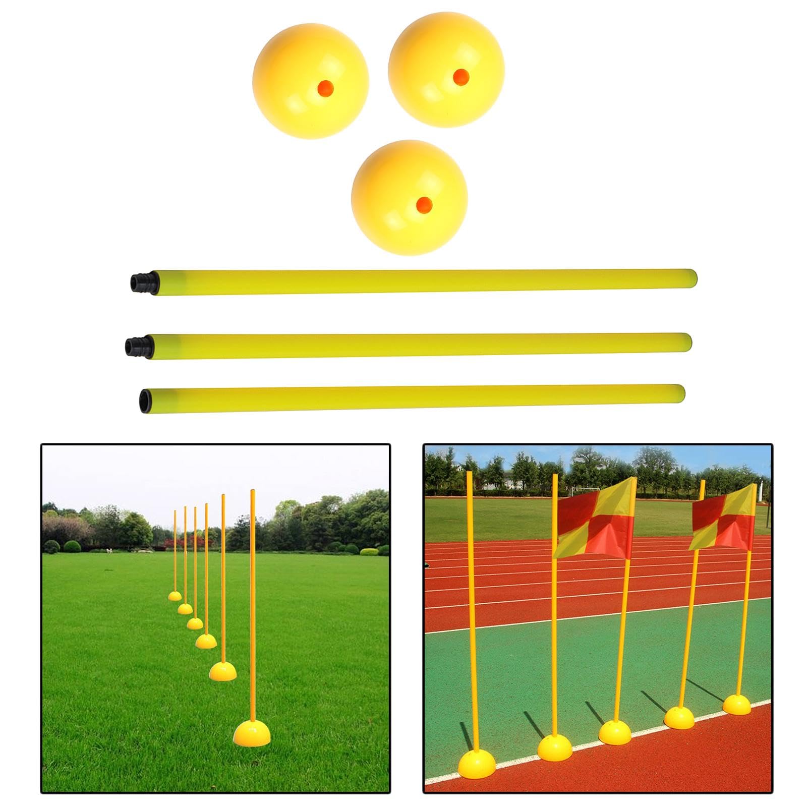 Paletto per Porta da Calcio, Strumento di Allenamento, Cartello, Segnalatore di Ostacoli, Asta E Base, 3 Set