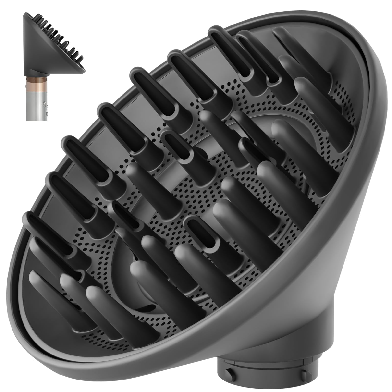 Upgraded 6IN Diffuser Attachment for Dyson Airwrap Styler HS01 HS05 HS08, Hair Diffuser Nozzle for Fast Drying and Styling Wave Curly Thick Hair Grey