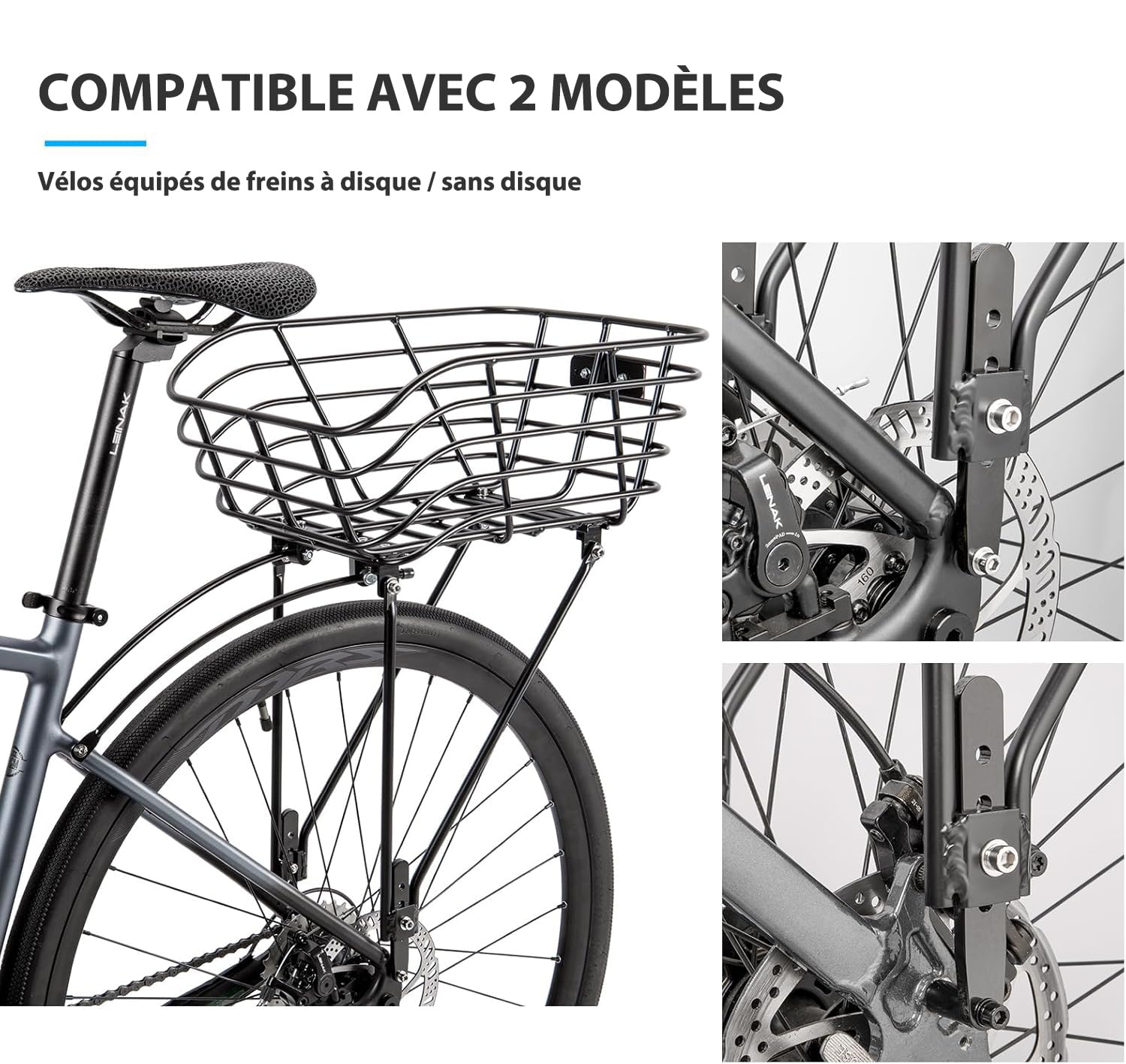 CXWXC Panier de vélo arrière avec porte-bagages - Porte-bagages avec panier fixe pour vélos avec et sans freins à disque - Porte-charge pour panier de vélo pour 26"-29" et 700c