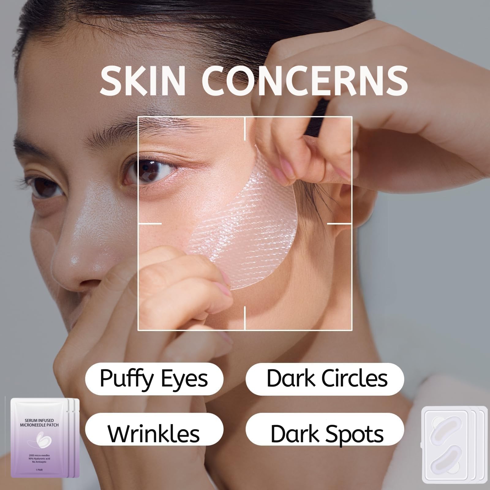 Serum Microneedle Patches with 2000 Needles, Microneedle Patches for Eyes Anti-Wrinkle Under Eye Masks with Hyaluronic Acid - Image 4