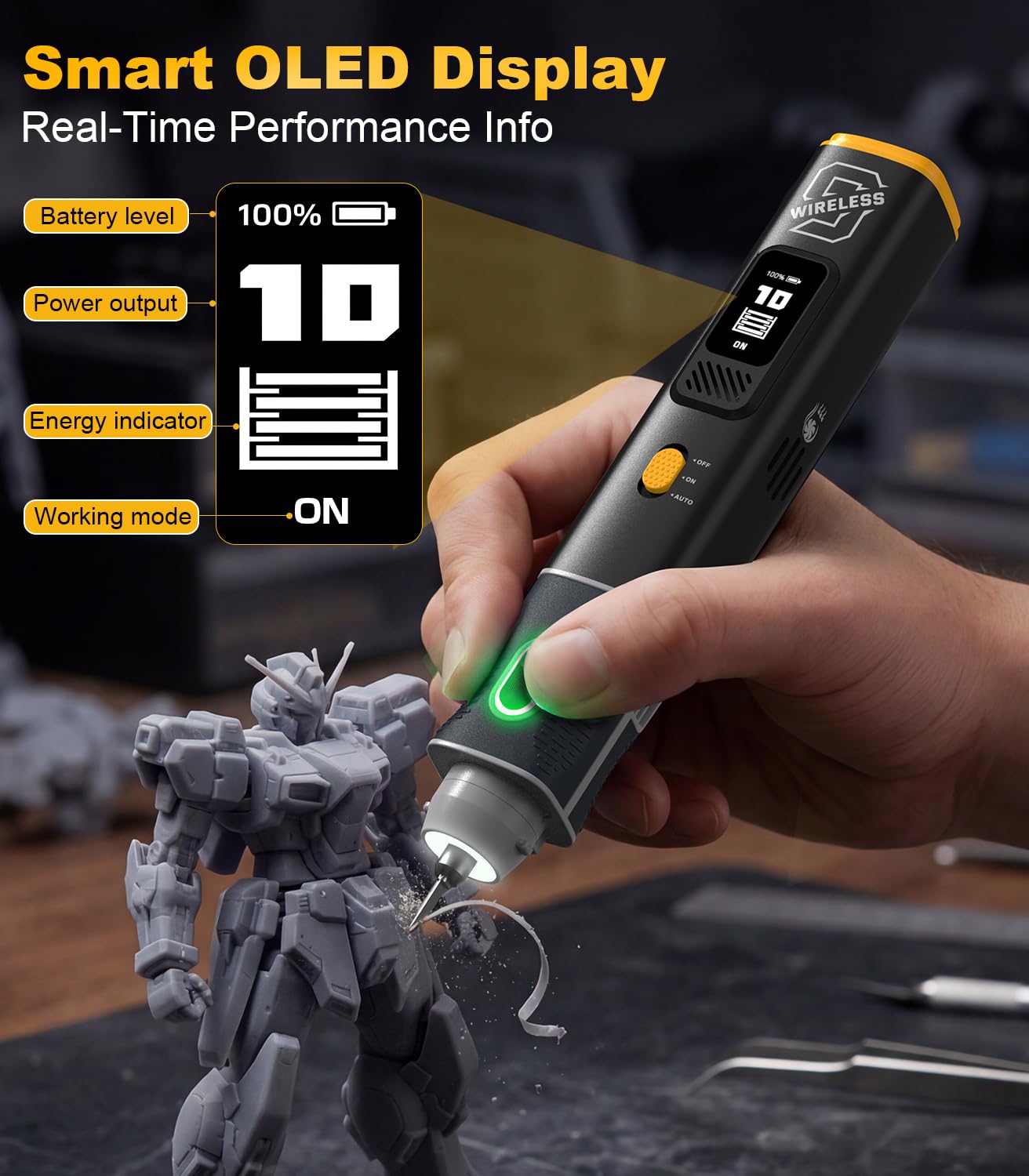Wireless Ultrasonic Cutter, Ultraschall Messer mit 50 Klingen, Tragbarer professioneller Ultraschallschneider für 3D-Druck, 40 kHz Handgeführter Ultraschallschneider für Holzbearbeitung