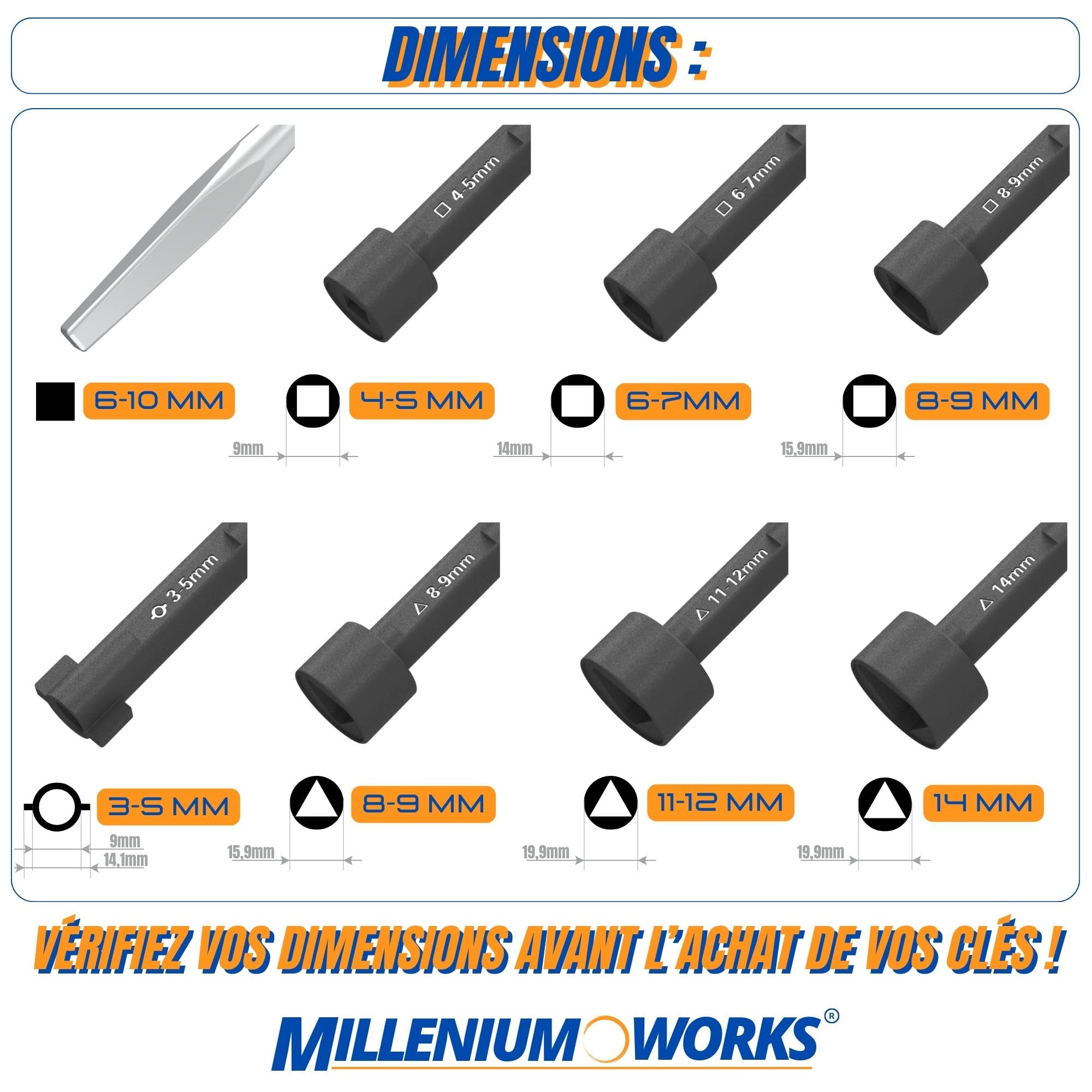 Clé Triangulaire Femelle 14mm Type Pompier - Outillage Professionnel