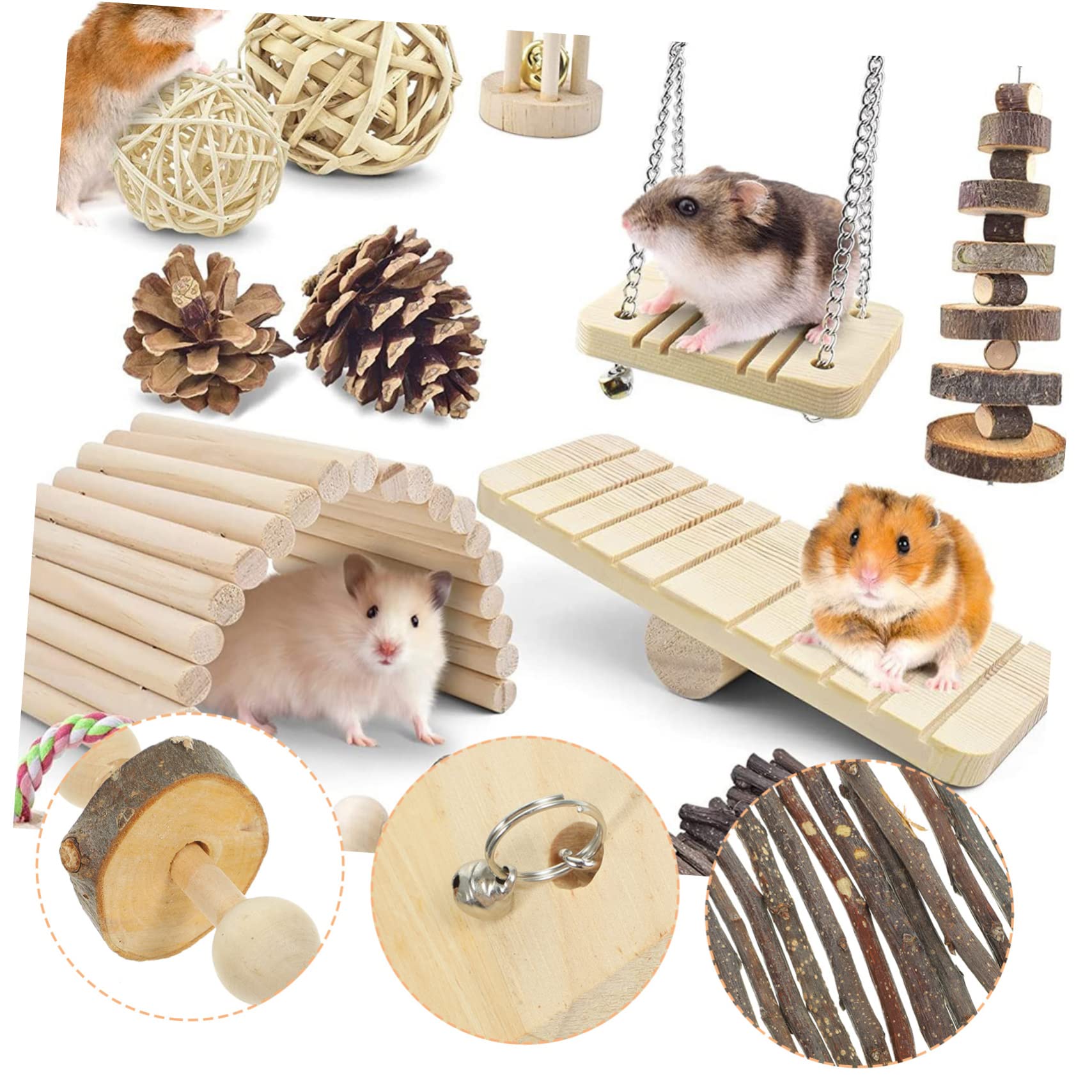 BESPORTBLE Giocattoli Da Masticare Per Criceti e Conigli Giochi Multifunzionali Per Animali Design Naturale e Sicuro Include e Confezione