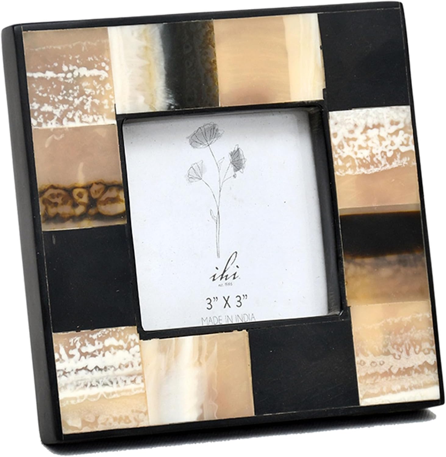 正方形 卓上フォトフレーム 3 x 3インチ 写真挿入 樹脂 ニュートラルモザイク