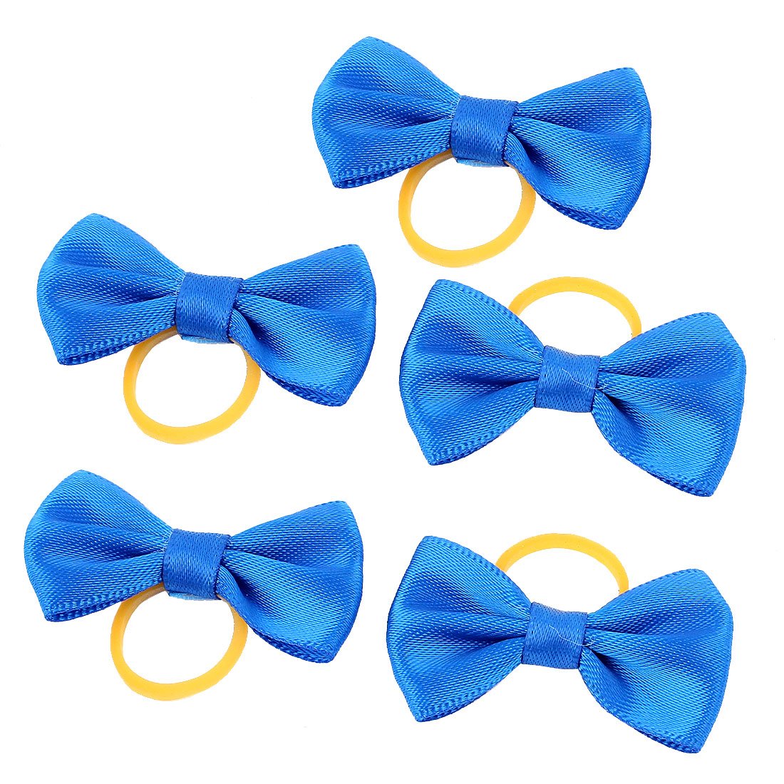 Sourcingmap® Rubber Pet Dog Puppy Hair Grooming Bowknot Bands Clips Hairpins Bow 5 Pcs Blue