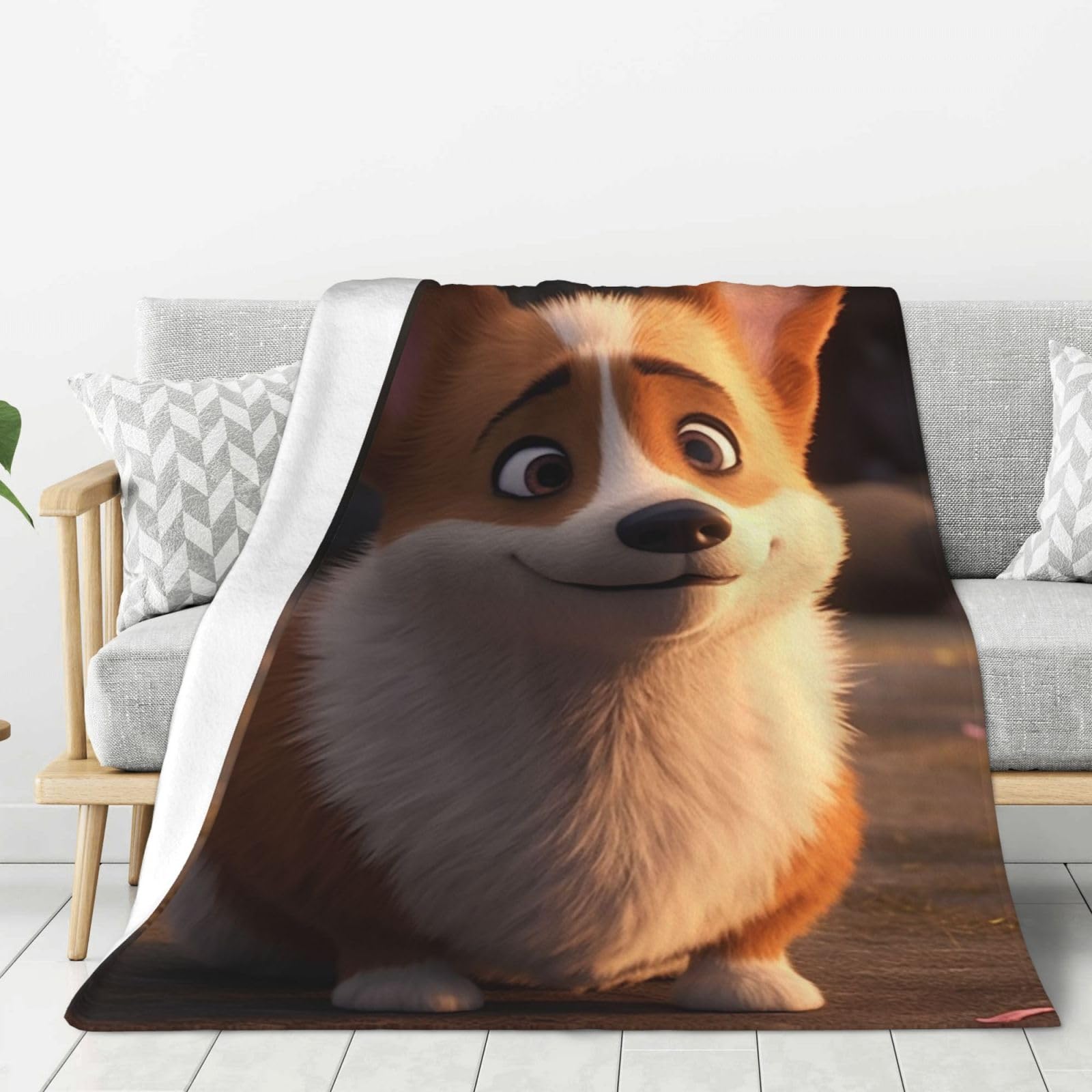 Couverture corgi douce pour soirées cocooning sur le canapé