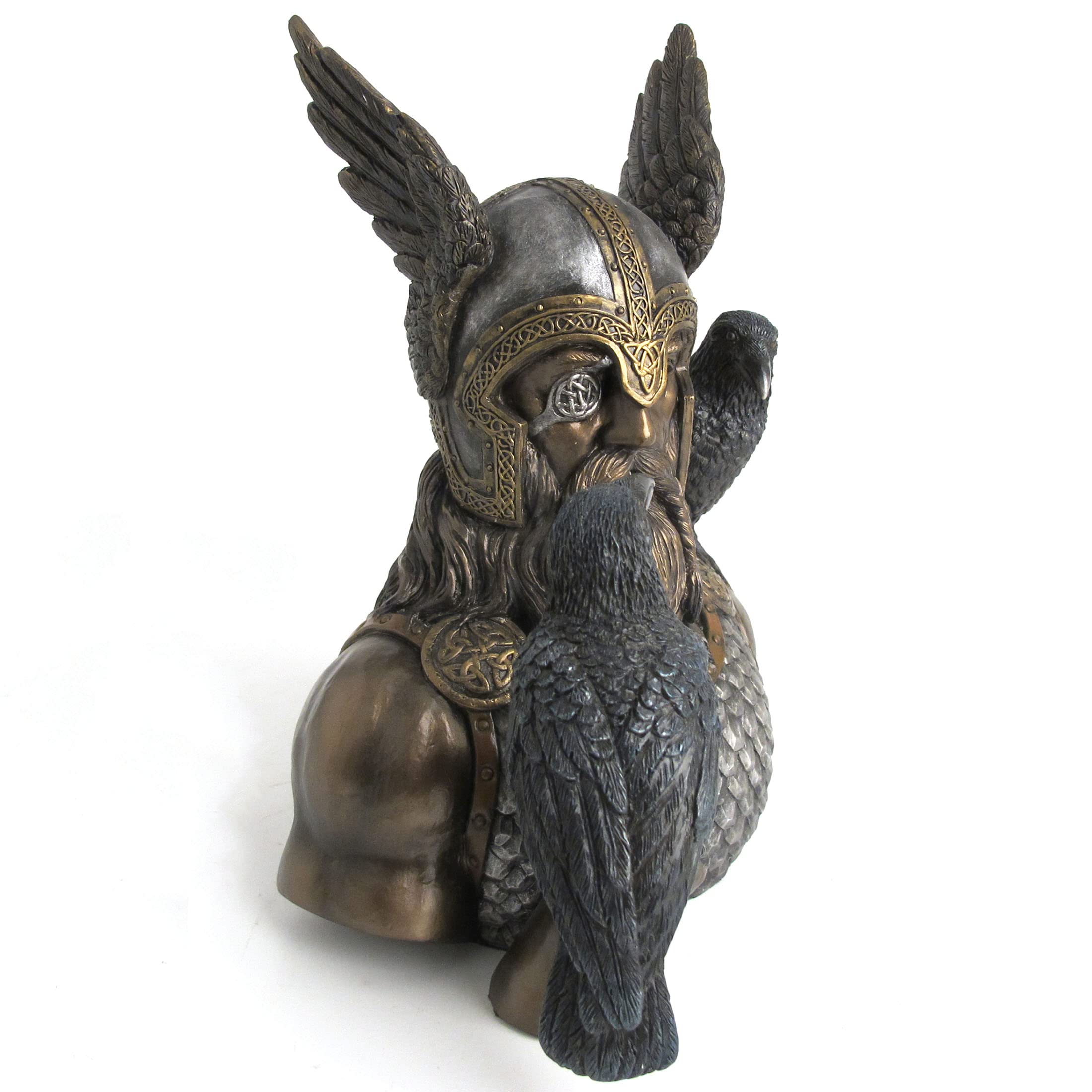 Veronese Design Żywica z brązu nordycki bóg odin popiersie dekoracja domu wiking kruk rzeźba pogańska statuetka