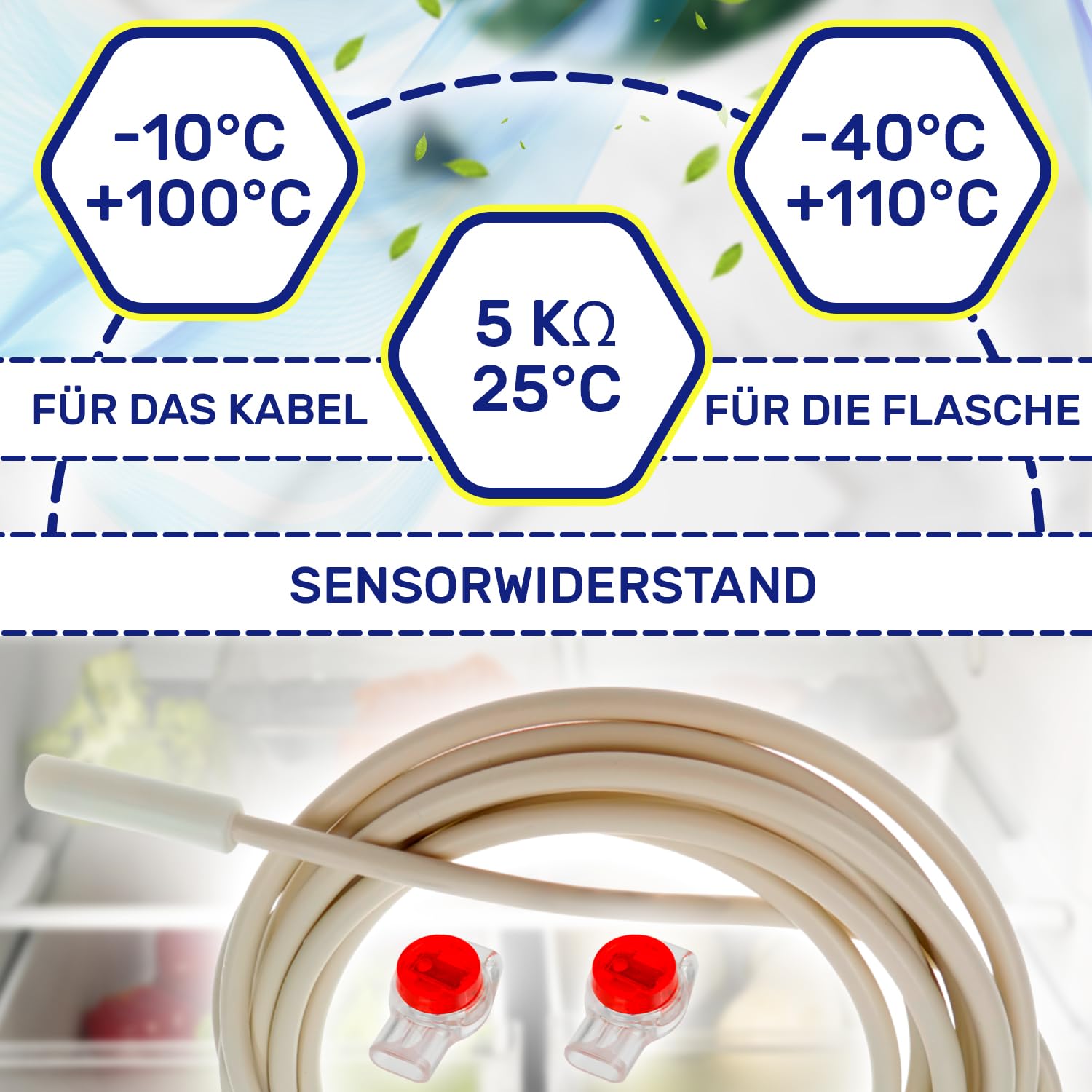 NTC Temperatursensor für Kühlschrank Hat den Originalcode 959008800 9590142 959014200 9590206 959020600 694239700 9590088 für Liebherr für Miele - Garantie 10 Jahre - MONTERAL