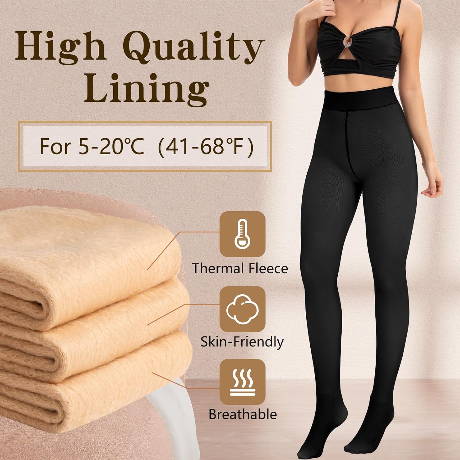 HONGTEYA Fleece Lined Tights Women Winter Thermal Leggings Pantyhose Fake Translucent Thick Warm Sheer Tights - Image 2