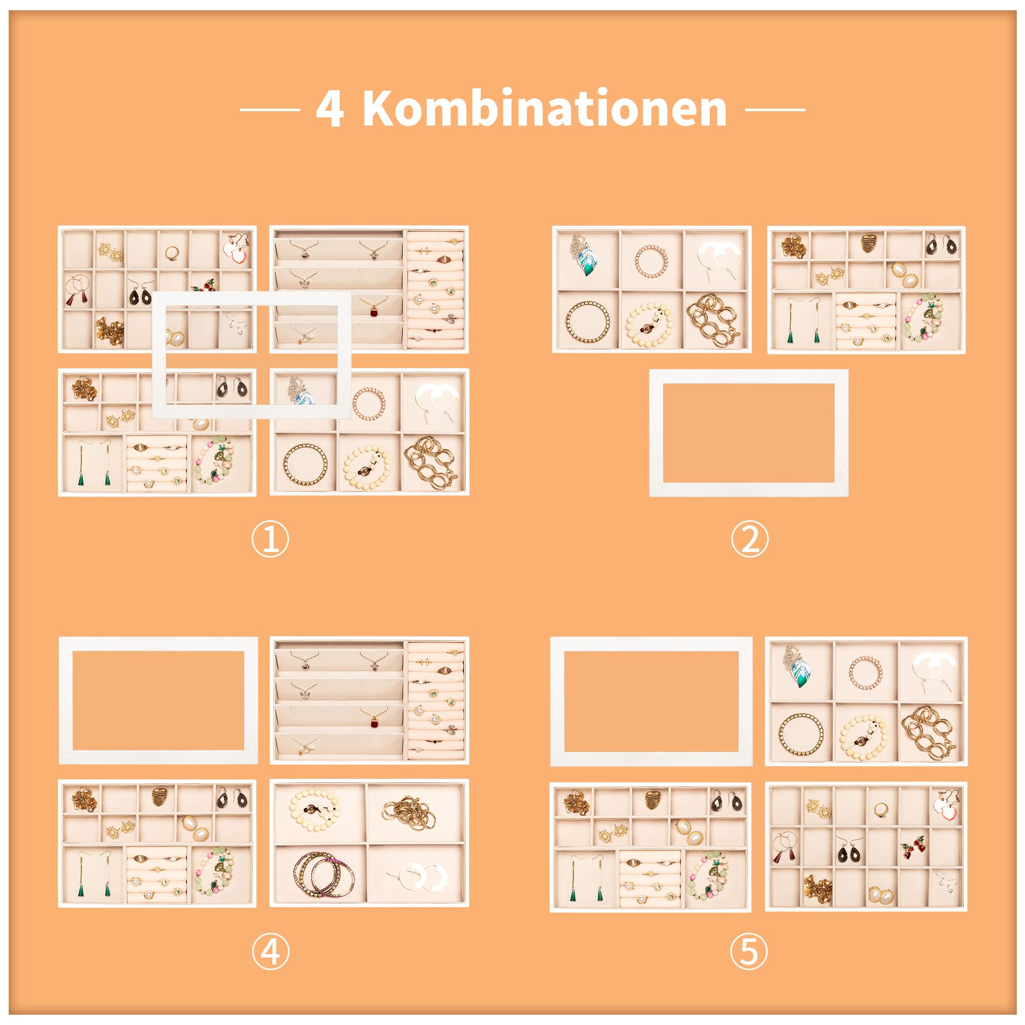 XMHome Stapelbares Schmucktablett Schmuckschatpfanne Aufbewahrung Schublade Lagerung-Schmuck Aufbewahrung Damen Schmuckschatpfe