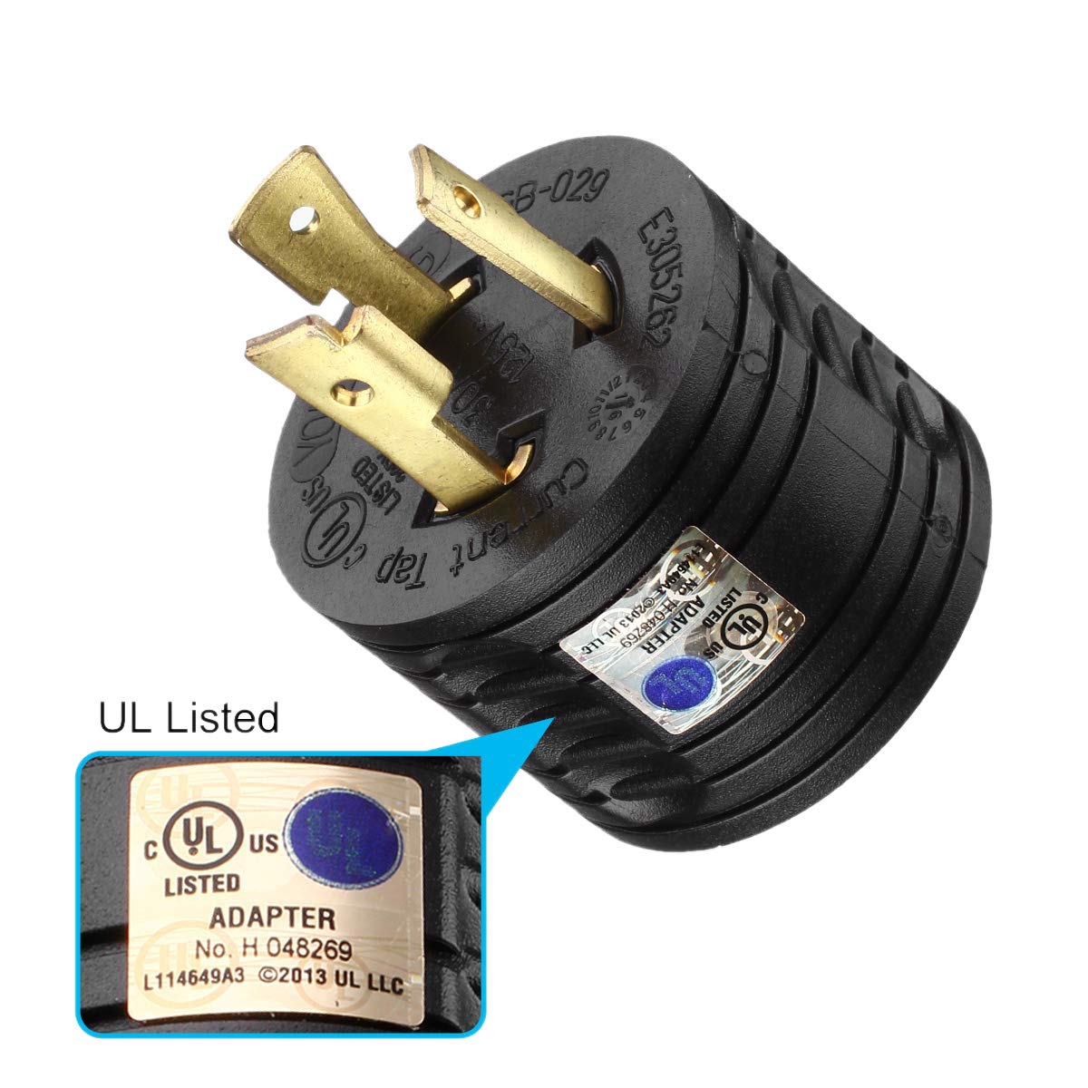 Lot de 3 prises d'entrée 125 V pour camping-car et 1 adaptateur de générateur de véhicule récréatif 3-30 A mâle vers prise d'alimentation 30 A