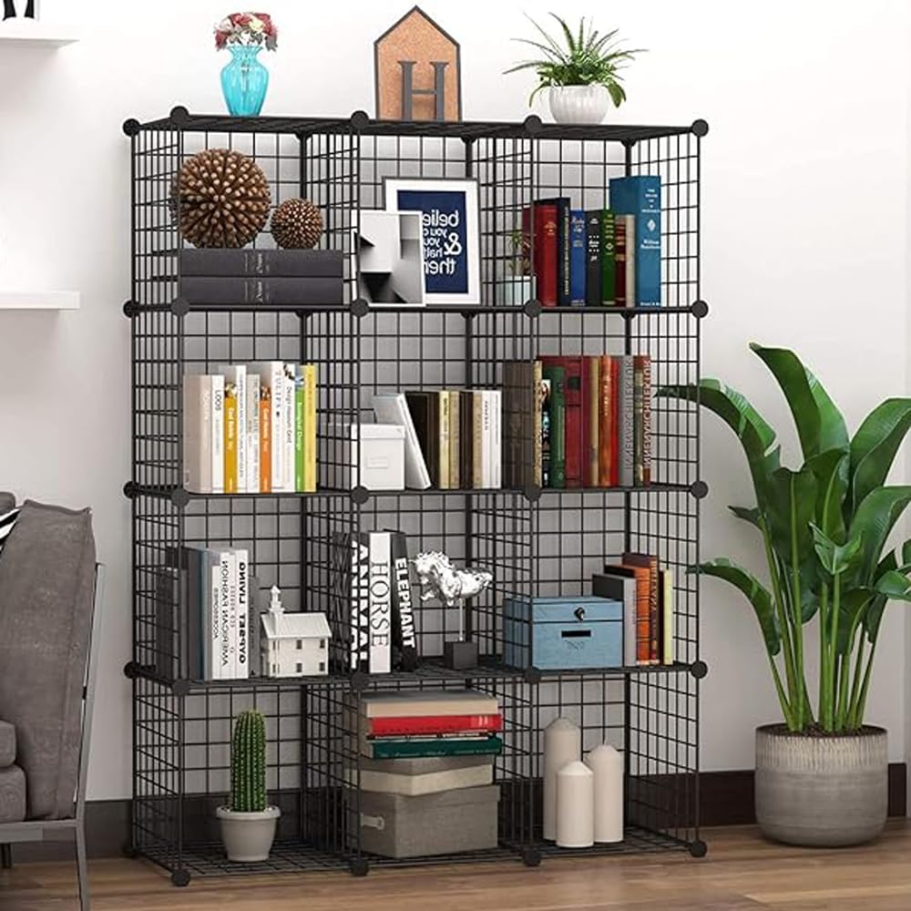 Buy Ricjurzzty Wire Cube Storage Cabinet, 12 Cubes DIY Wire Grid ...