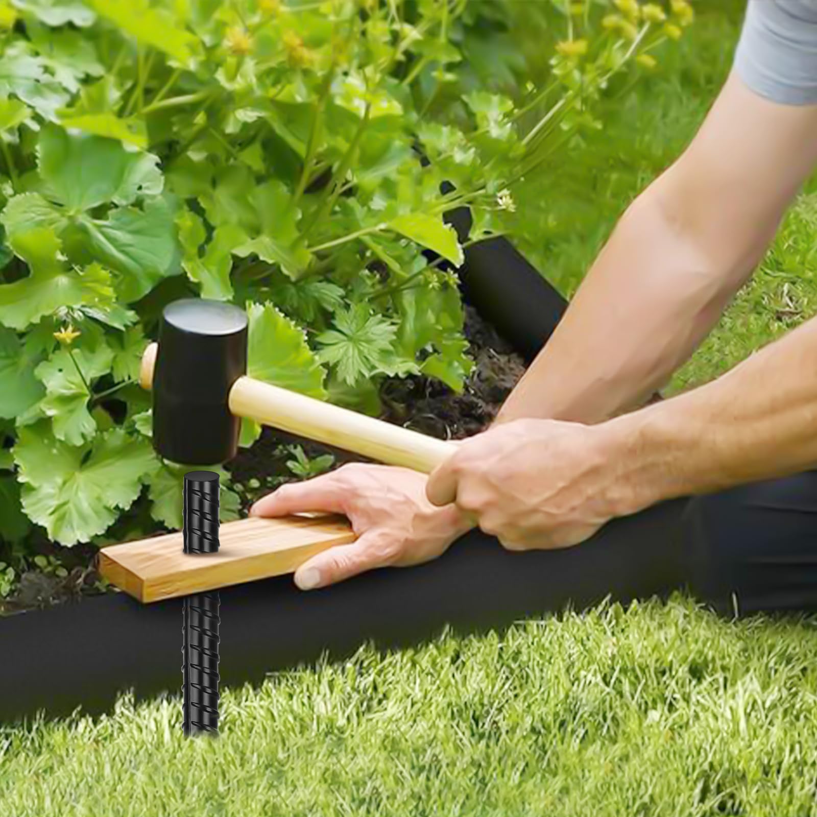 Gbekery Lot de 24 piquets d'armature droits de 40,6 cm en métal robuste avec extrémités biseautées pour bois, béton, support de plantes, tentes de camping, piquets de jardin de 0,9 cm d'épaisseur