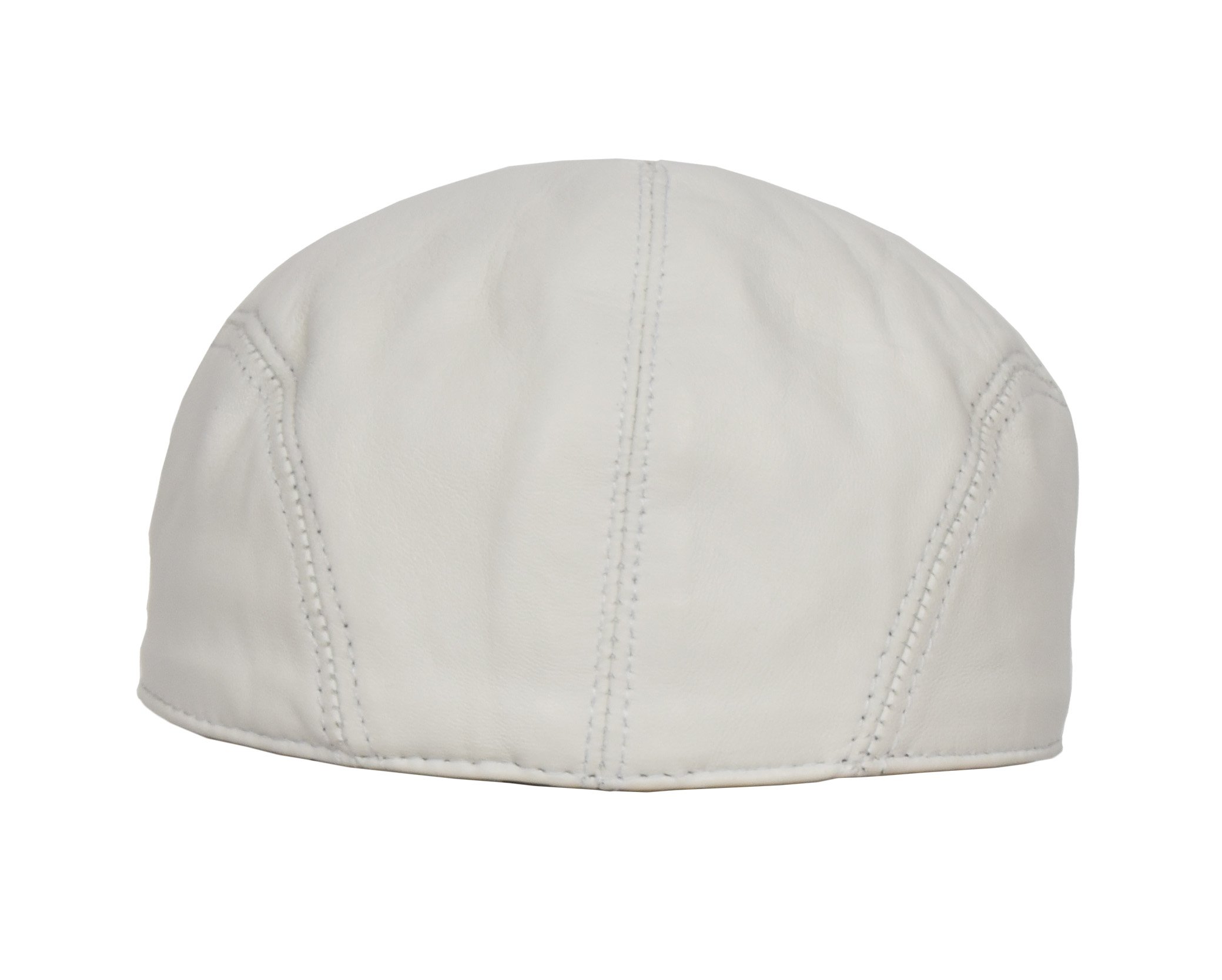 A1 FASHION GOODS Genuine Leather Flat Cap English Hat Baker-boy Golf Classic Gatsby Cap Wilfred, White, Medium