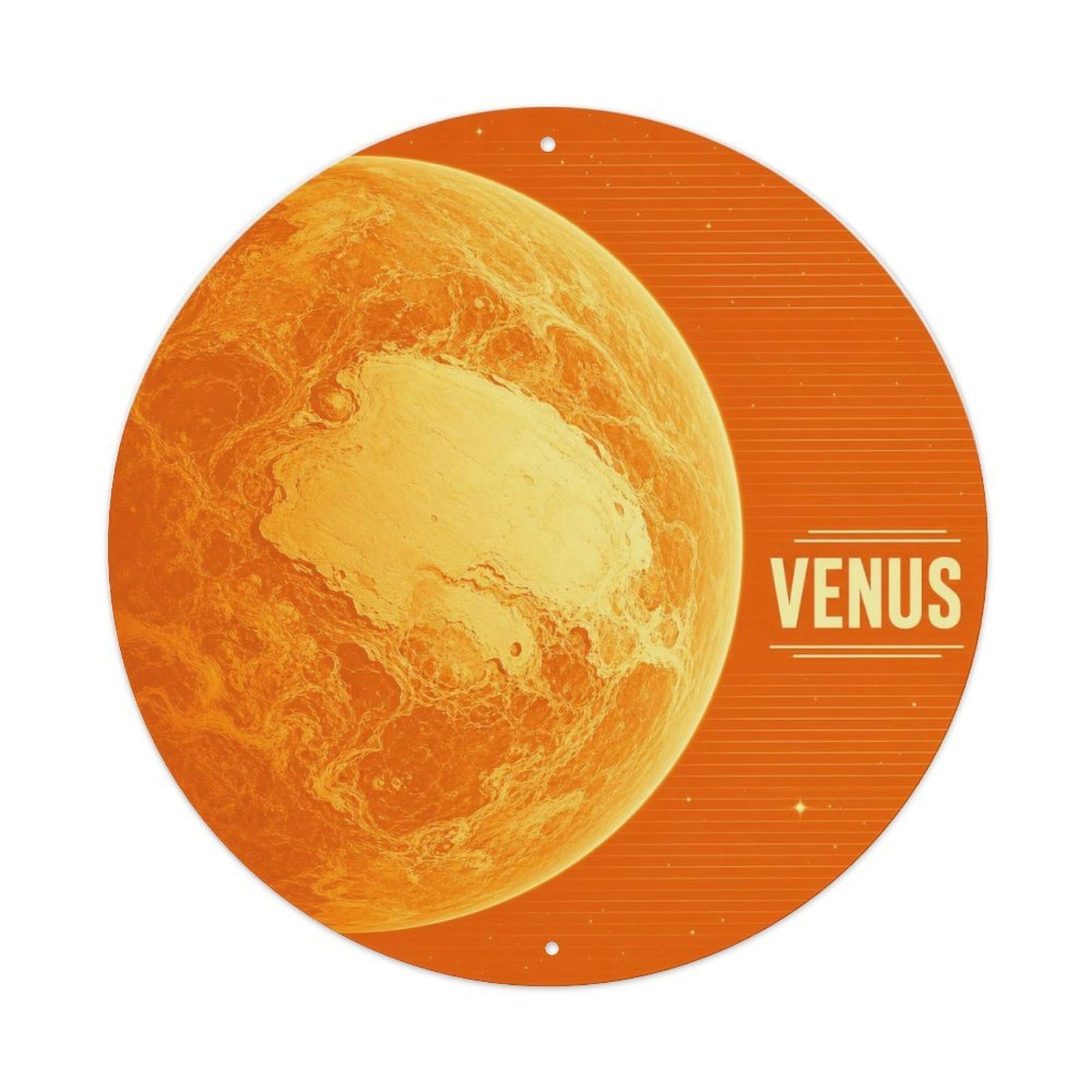 Space Exploration Stellar Sky Venus Cloud Planet Metal Tin Sign Plaque Wall Decor for Cafe, Man Cave, Club Bar, Office, Home Garden Round Metal Poster 8x8Inch