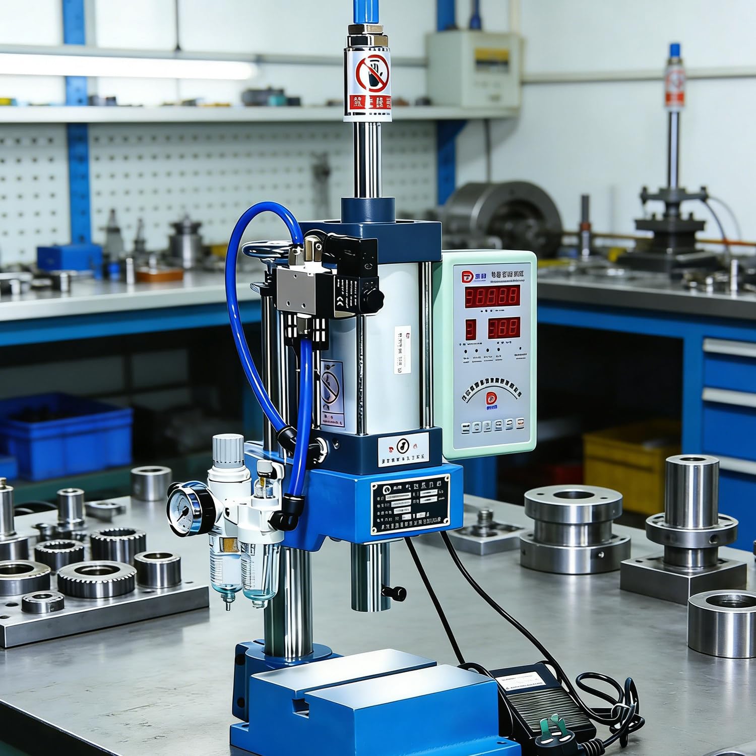 CelyToe Pneumatic Press Machine Pneumatic Riveting Press Desktop Pneumatic Punch Press with 4 Versions for High Precision Stamping Bearing Press-Fitting & Electronic Component Manufacturing C
