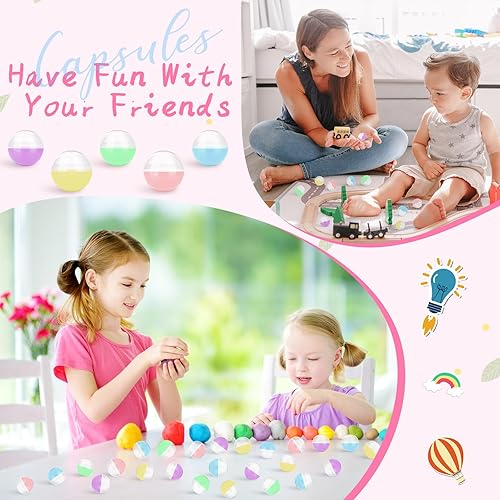 Miniatura 4 de Libima 300 cápsulas de máquina de chicles redondas de 1.1 pulgadas y 1.25 pulgadas, cápsulas de máquina expendedora, bolas transparentes vacías,