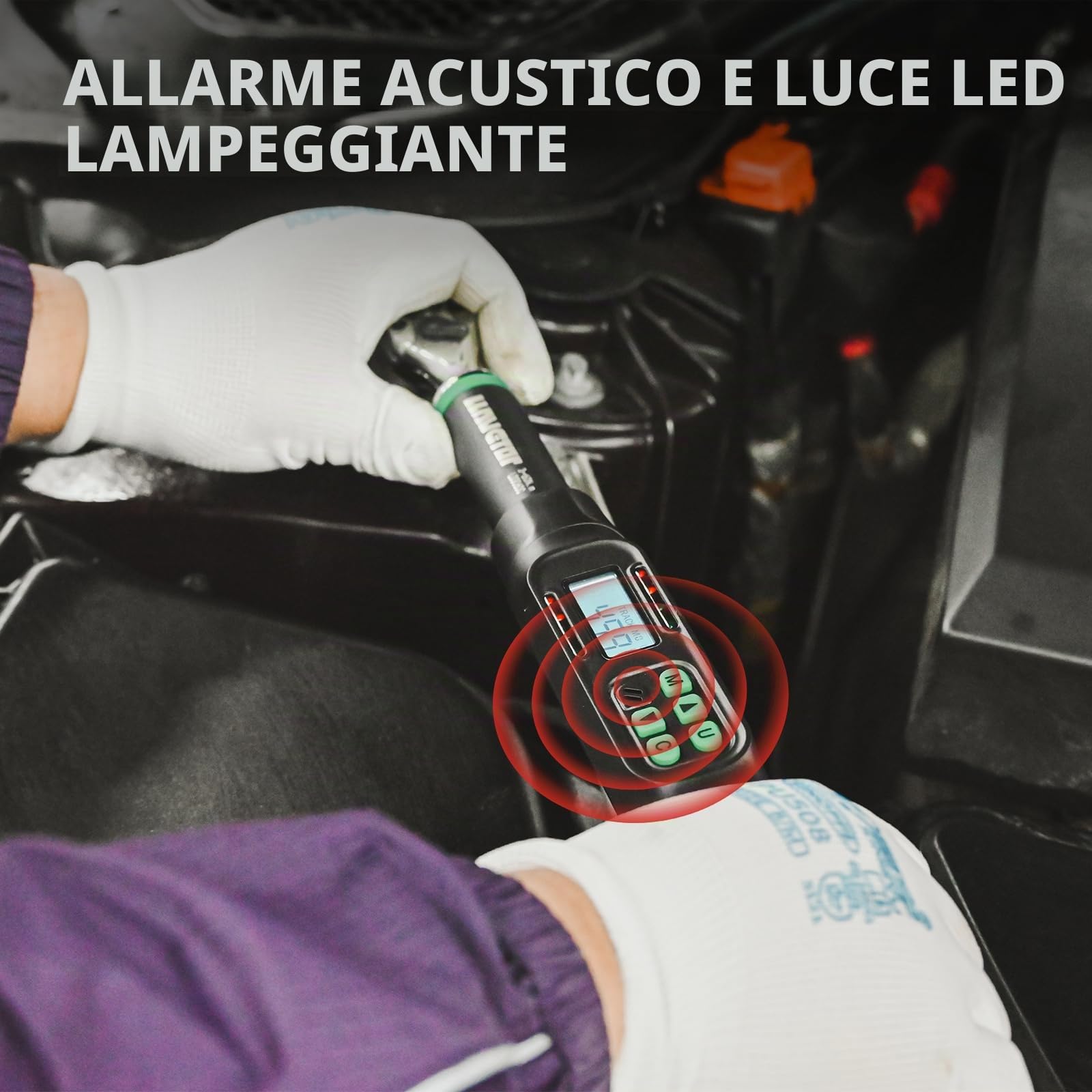 Chiave Dinamometrica Digitale 1/2", 6.8-135 Nm Chiave Dinamometrica Digitale con Cicalino e Notifica Flash LED, Alta Precisione ± 2% per Bici da Strada e da Montagna, Moto