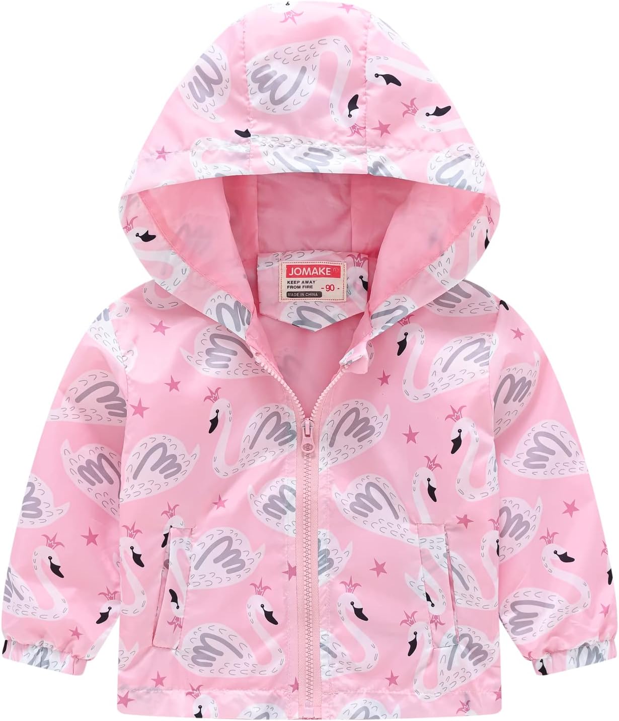 TUIJI Toddler Boys Girls Cartoon Print Zip Jacket Hooded Trench Lightweight Kids Coats Windbreaker Casual Outerwear