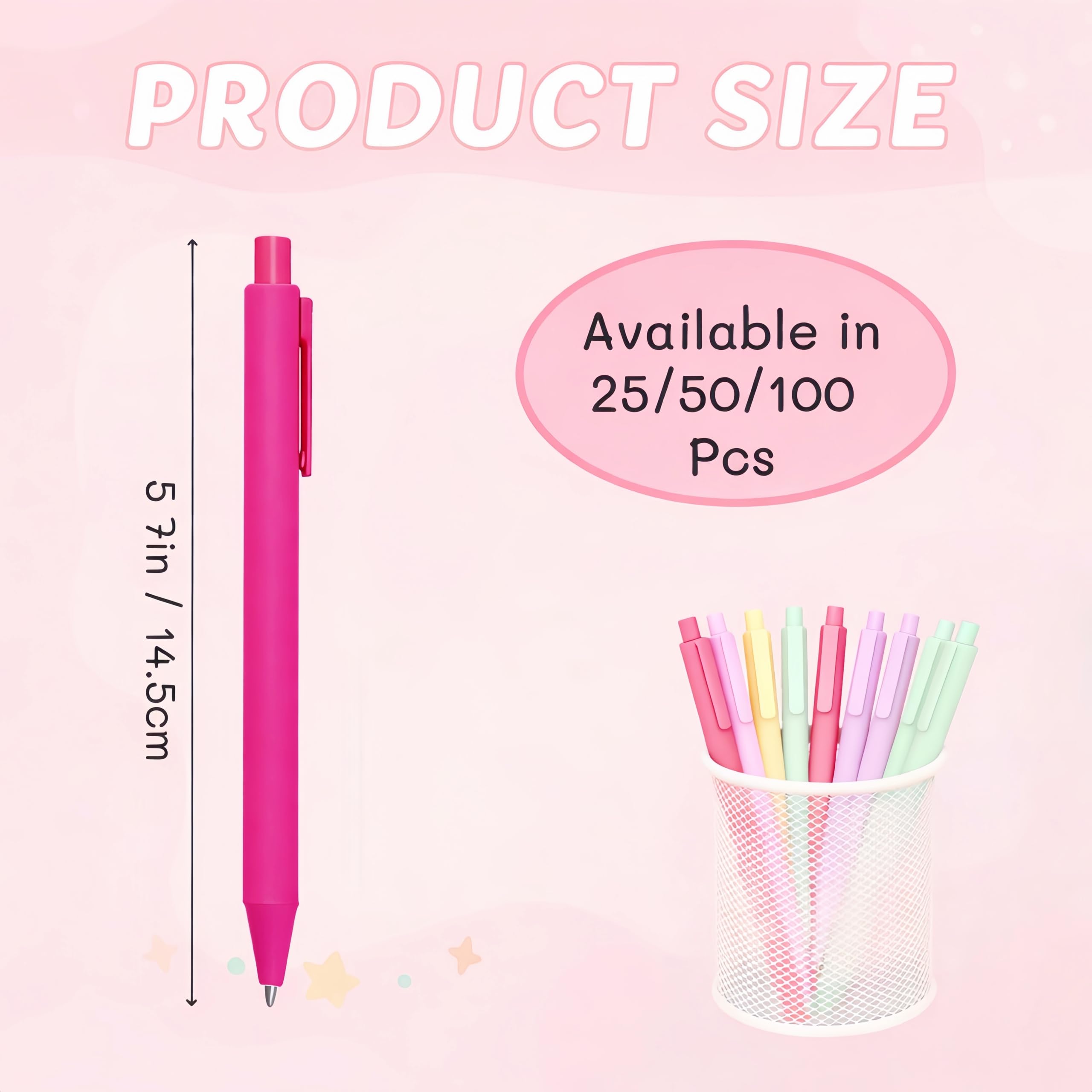 100 Stück Kugelschreiber Bulk - Hot Pink - Niedliche Stifte Bulk mit schwarzer Tinte - glattes Schreiben für Brautparty & Büro