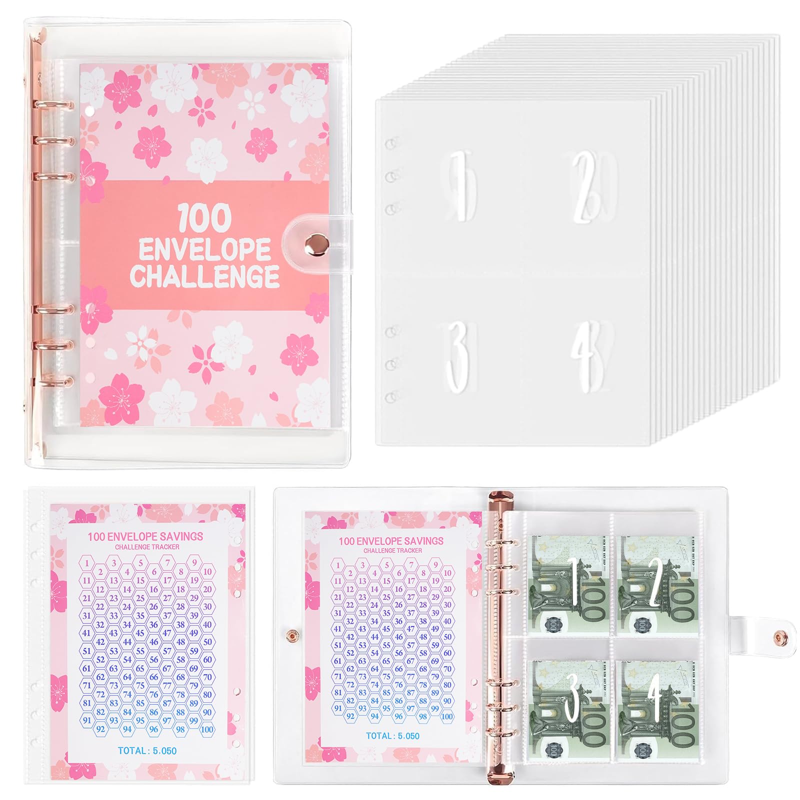 Sfida Risparmio 100 Giorni - Buste Per Contanti Con Libro Di Budget Per Coppie E Famiglie