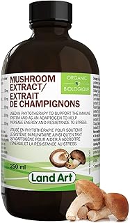 Organic Mushroom Extract – Reishi, Chaga, Shiitake, Maitake, Lion’s Mane – Immune System & Energy Booster - Anti-Inflammatory - 250ml - Vegan - Made in Canada