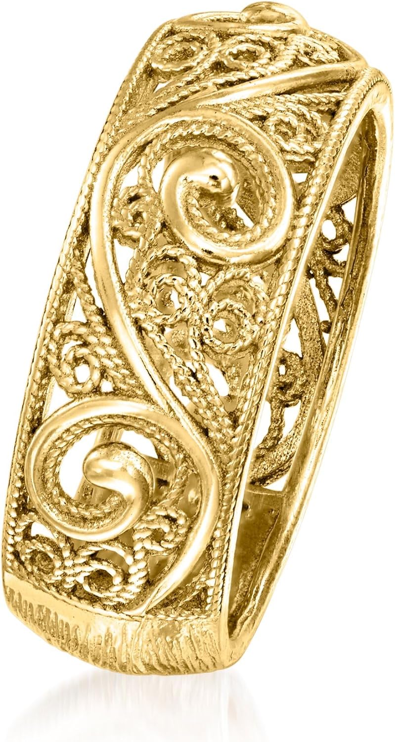 Ross-Simons 18kt Gold Over Sterling Scrollwork Ring