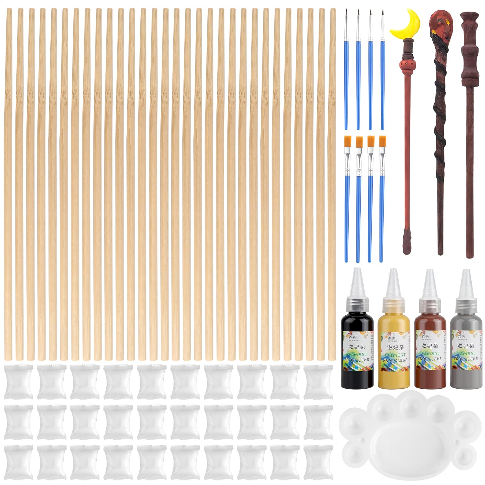 RVLZKCPG 30 Pièces Activité Manuelle Enfant, Kit de Fabrication de Baguettes Magiques en Bois, Bricolage Loisir Creatif Enfant pour Anniversaire, Cadeau pour Garçon et Fille