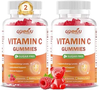 Vitamin C Gummies 250mg for Adults & Kids, Sugar-Free, 120 Count | Chewable Vitamin C Supplement, Immune, Antioxidant & Collagen Support , Vegan, Pectin-Based, Vegetarian, Raspberry Flavor