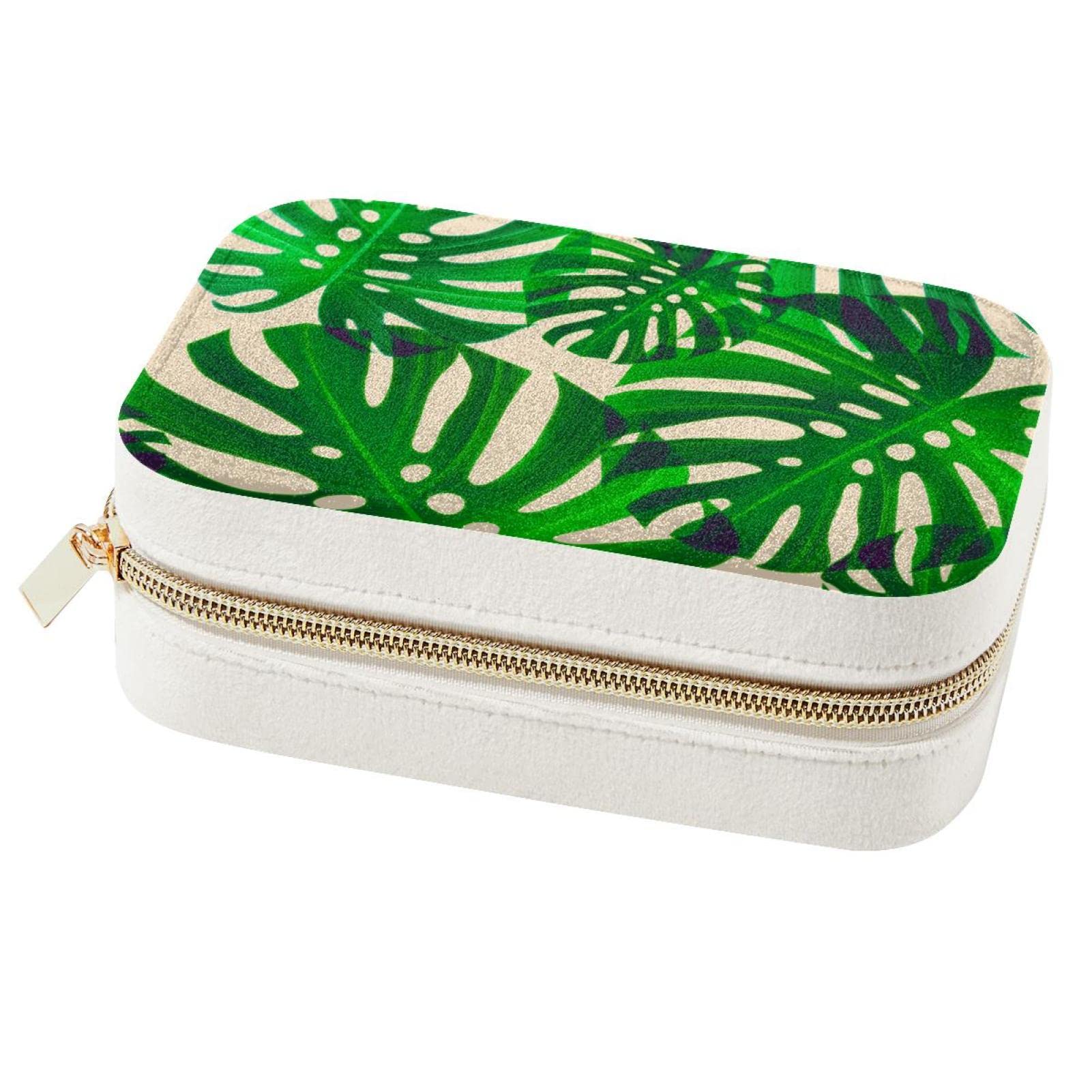 Boîte à bijoux de voyage palmiers : l'organiseur chic pour vos vacances et week-ends