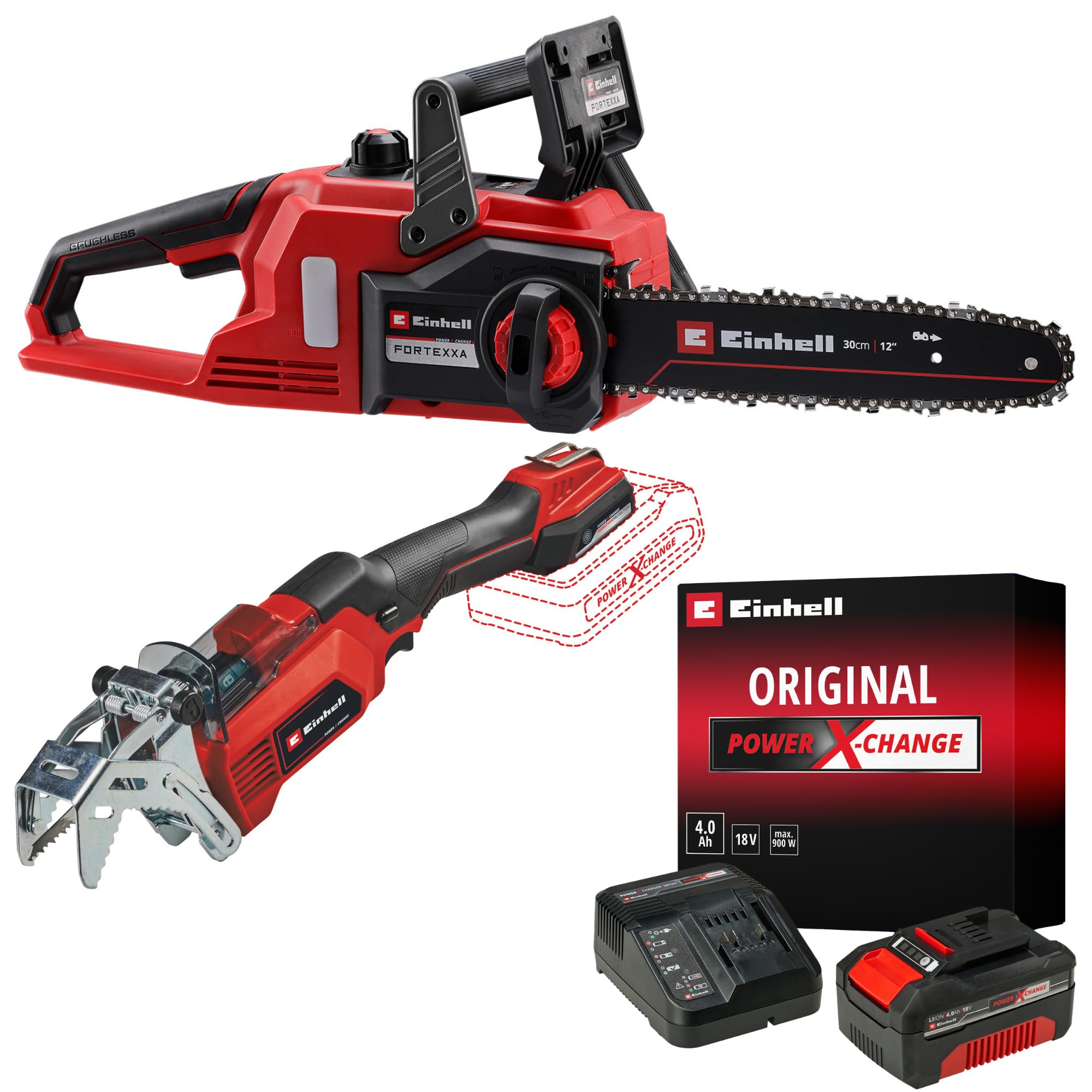 Einhell FORTEXXA 18/30 + GE-GS 18/150 Li Akülü Ağaç Kesme ve Dal Kesme Seti (4,0 Ah Akü ve Şarj Cihazı Dahildir)