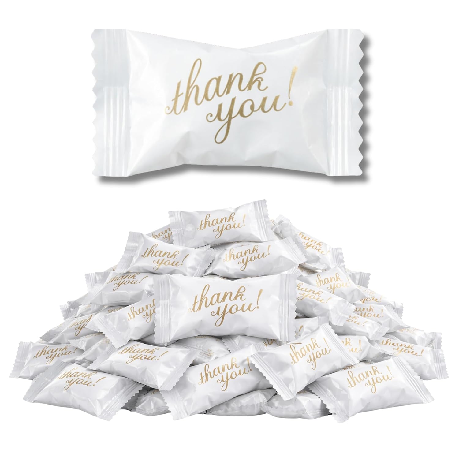 216ct Butter Mints Individually Wrapped Thank You Wrapper Bulk, Buttermints for Reception, Gold Candy Buffet & Party Favors