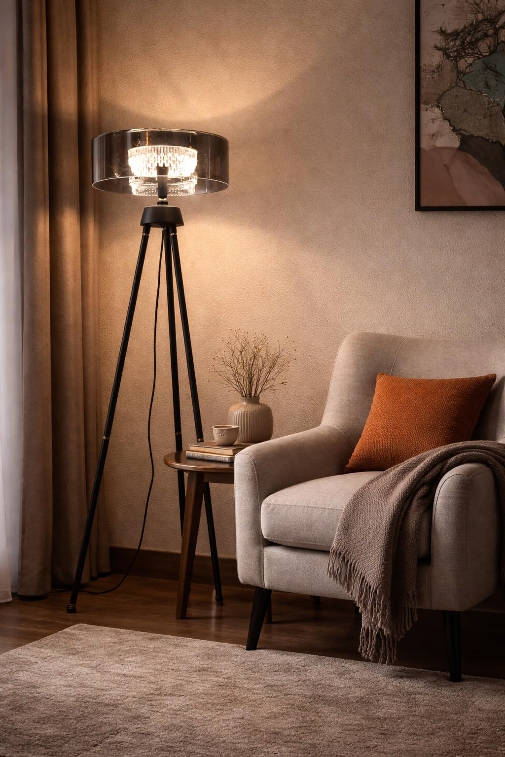 3 in 1 Tripod Floor Lamp with Crystal Shade, Modern Standing Lamp, Warm White, Natural White & White Light, Foot Switch, Easy Assembly, for Living Room Bedroom Home-image-40