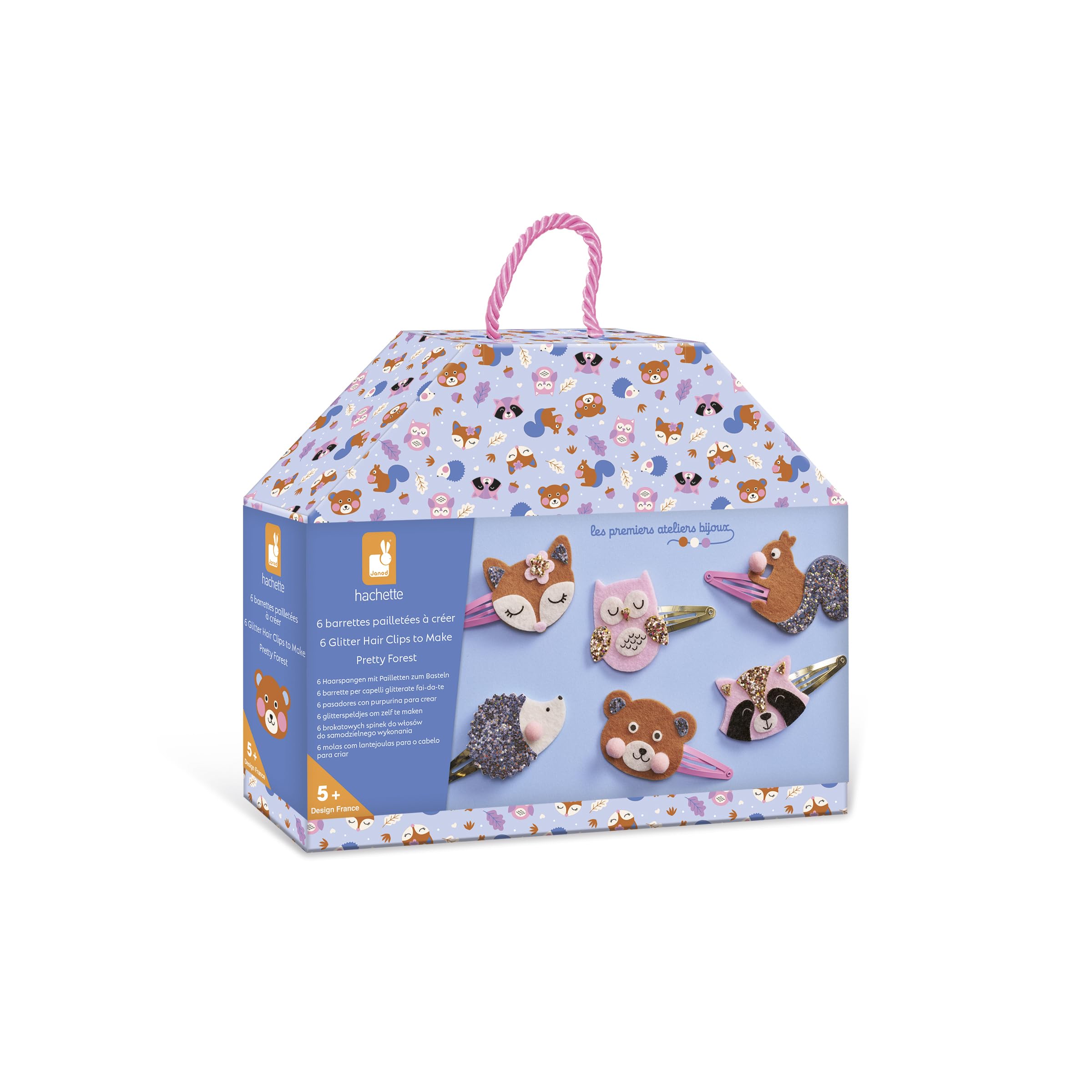 Janod – Set zum Basteln von 6 Haarspangen – Tiere des Waldes (J09180)