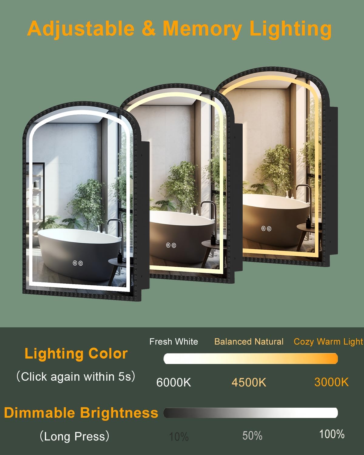 20" x 28" Black LED Bathroom Medicine Cabinet Mirror, Lighted Medicine Cabinets with Mirrors and Storage Wall Mount & Recessed, Dimmable 3 Lighting Colors and Anti-Fog, 1 Organizer, Daisy Beaded Frame