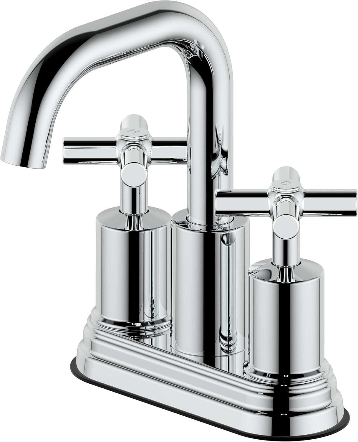 Two Handle Lavatory Faucet 4-inch Centerset Bathroom Sink Faucets with Drain Assembly for 3 Hole Sink Polished Chrome Finish DF-4303CCH-CP Duttao