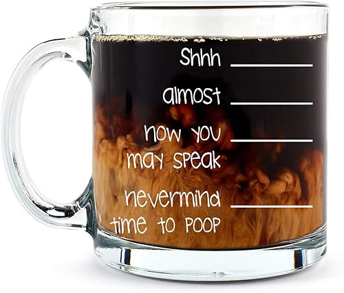 AW Fashions Shh. Nevermind - Taza de café de cristal de 13 onzas para mujer, jefe, amiga, empleada o cónyuge, idea de cumpleaños perfecta