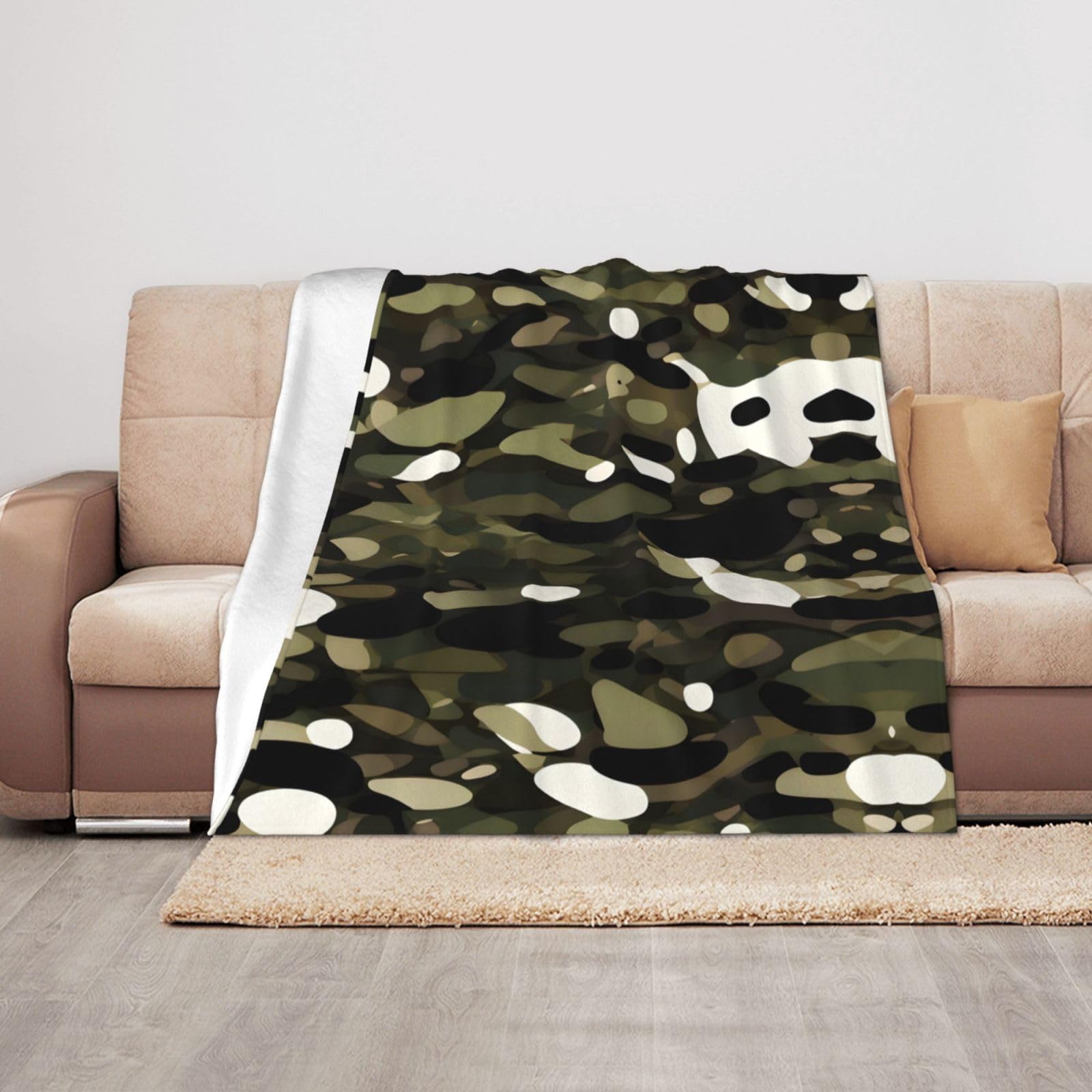 Couverture légère motif camouflage abstrait en tissu doux thermorégulateur