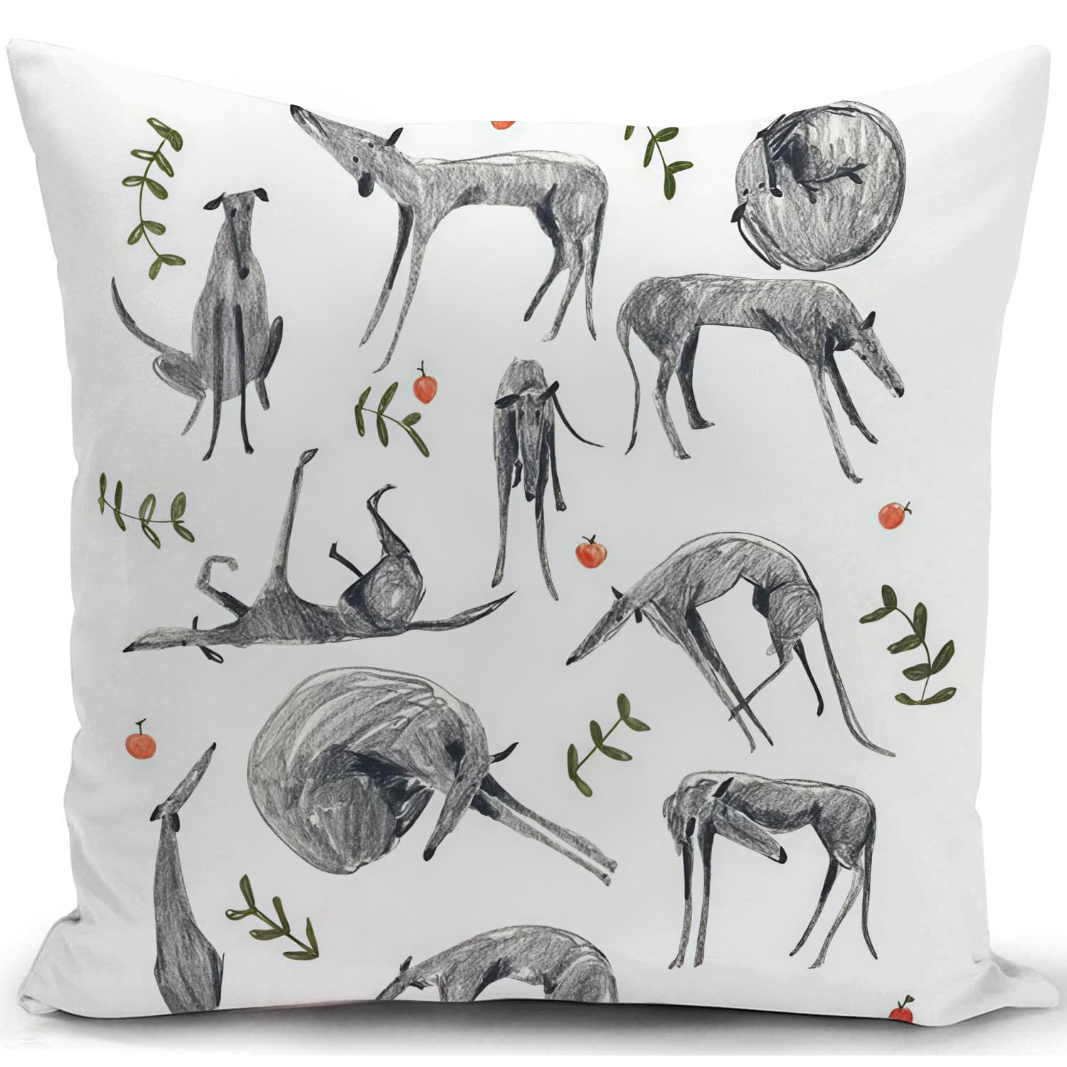 KUNQIAN Greyhounds Cushion Covers - Dogs Decorations Pillow Cover Gifts for Lovers Decor Home Livingroom Couch Sofa 18"x18"(45x45cm)