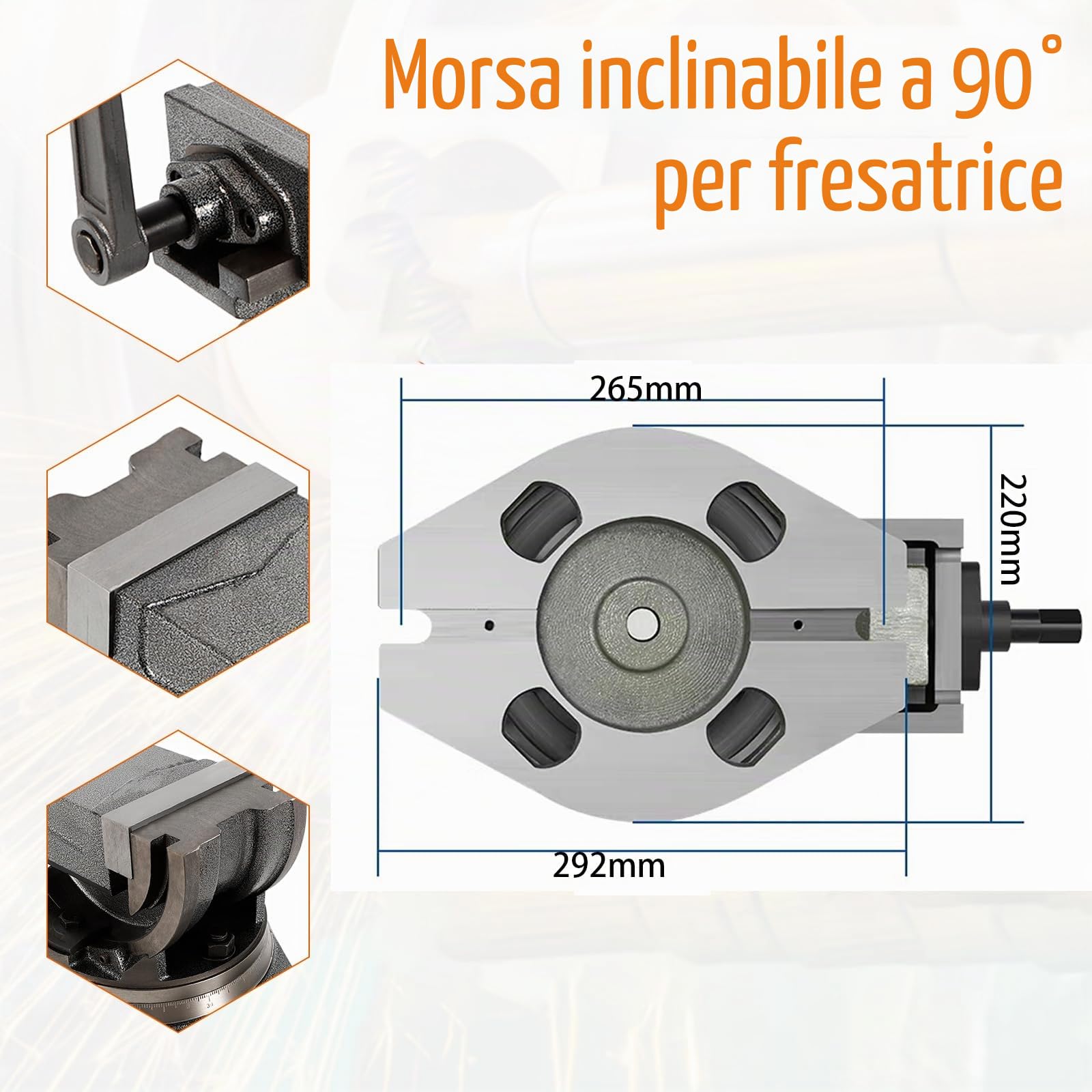 Morsa da Banco 125mm,Morsa di Precisione per Macchinari con Base Girevole Trapano a Colonna Radiale Tornio e Fresatrice Morsetto per Fresatura, Foratura e Finitura di Pezzi di Precisione