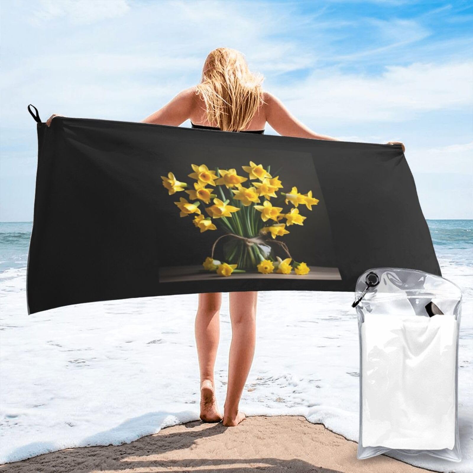AYYQWE Bouquet Of Daffodil Print Lightweight Towel For Men Women Travel Beach Camping Hiking Yoga Swimming Sports