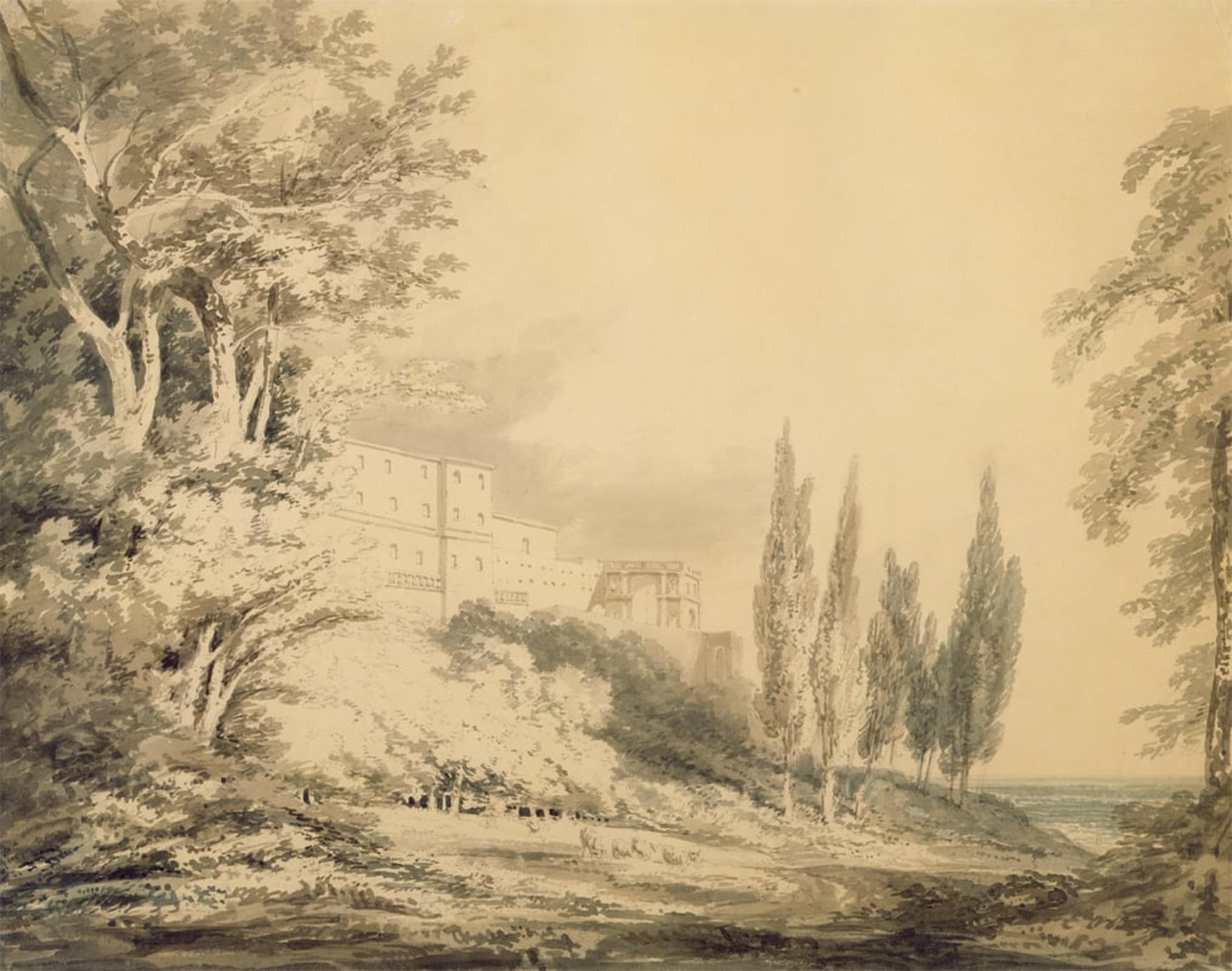 HRJUBWREE Oil Painting Prints on Canvas Painting Picture Villa D'este by Mallord William Turner Artwork Canvas Prints for Office Decor 60x90cm